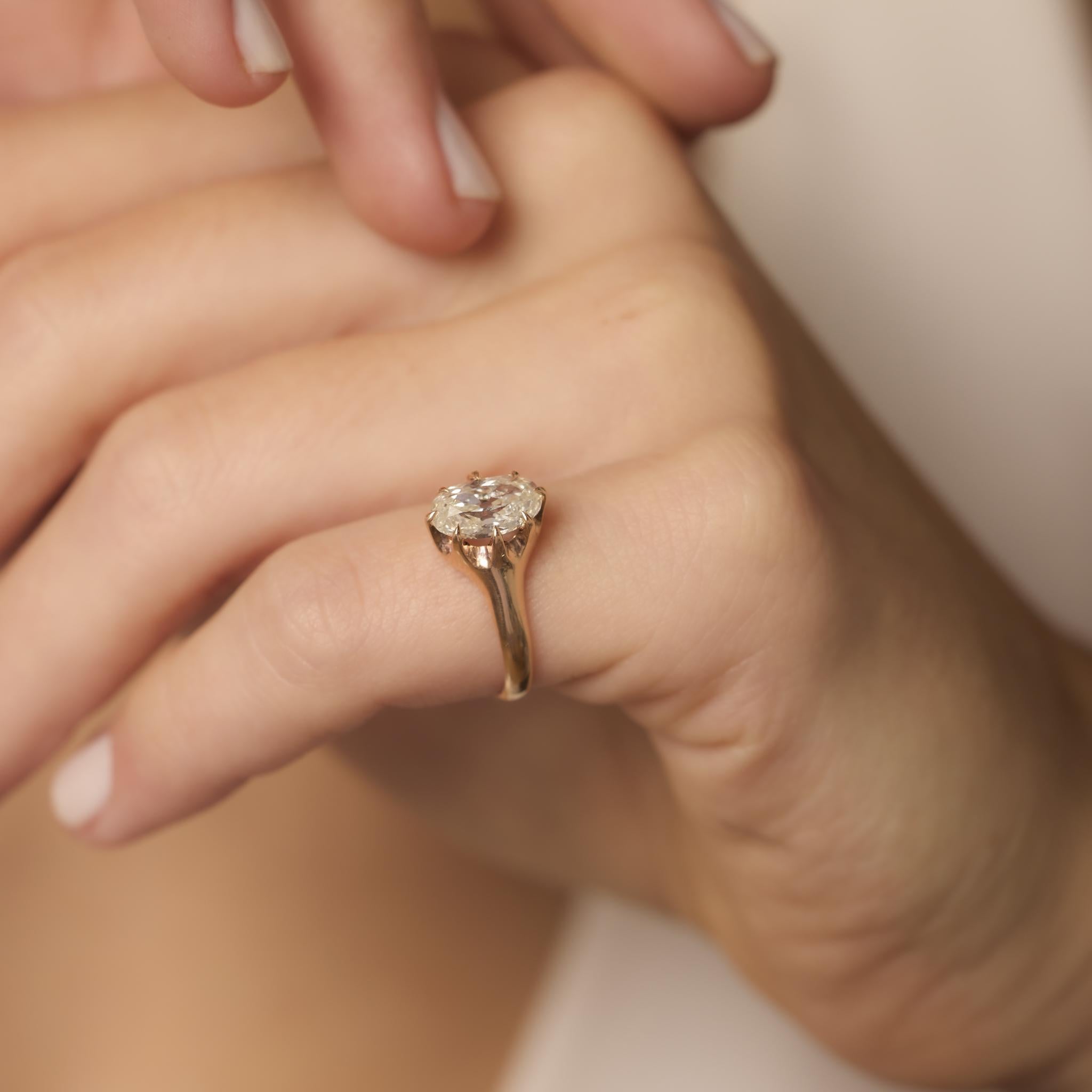 Victorian GIA 1.56 carat old mine cut diamond 10k rose gold engagement ring In Good Condition For Sale In Beverly Hills, CA