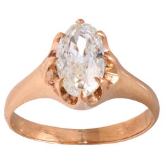 Victorian GIA 1.56 carat old mine cut diamond 10k rose gold engagement ring