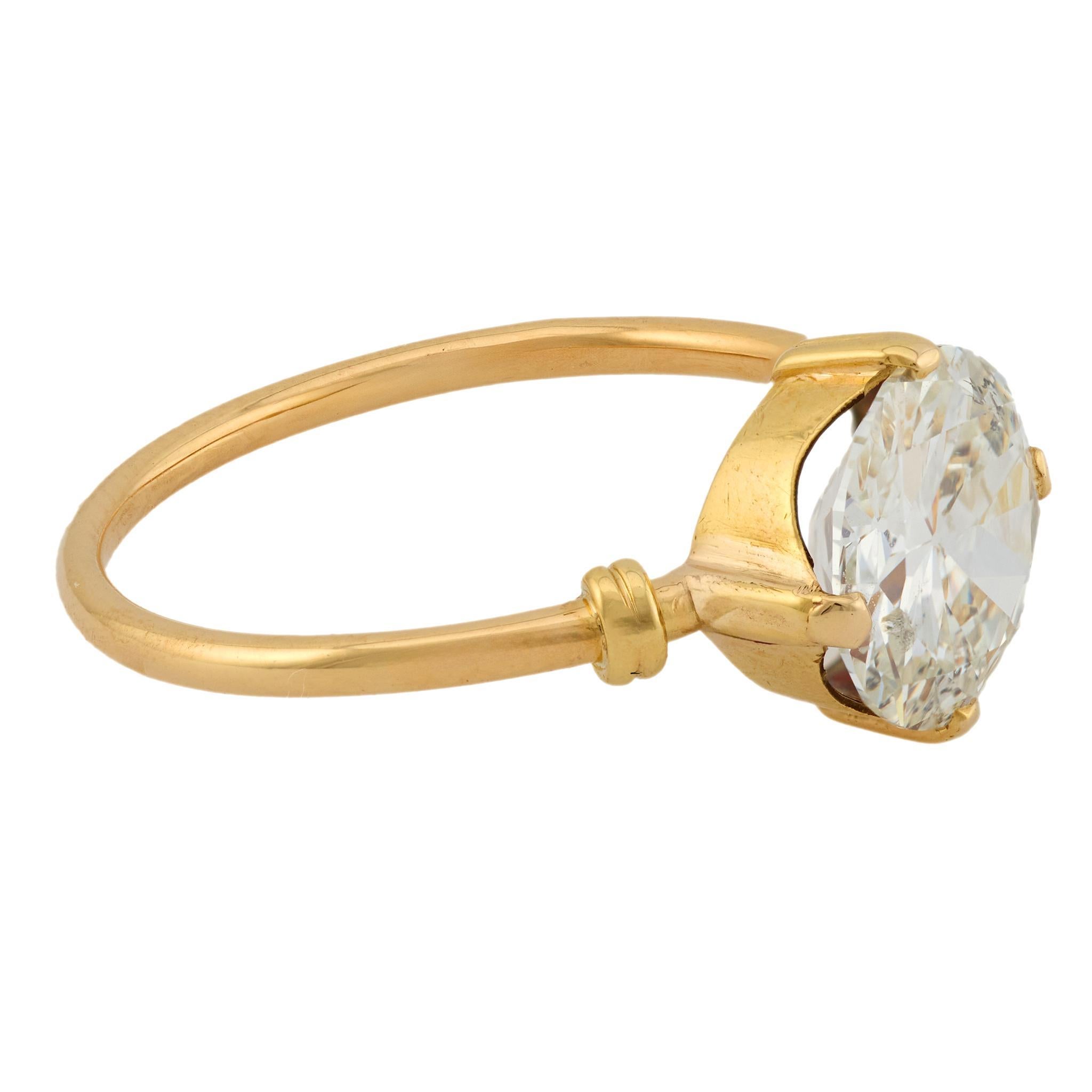 Viktorianischer GIA 2,06 Karat Diamant im alten europäischen Schliff 18k Gold Verlobungsring im Zustand „Gut“ im Angebot in Beverly Hills, CA