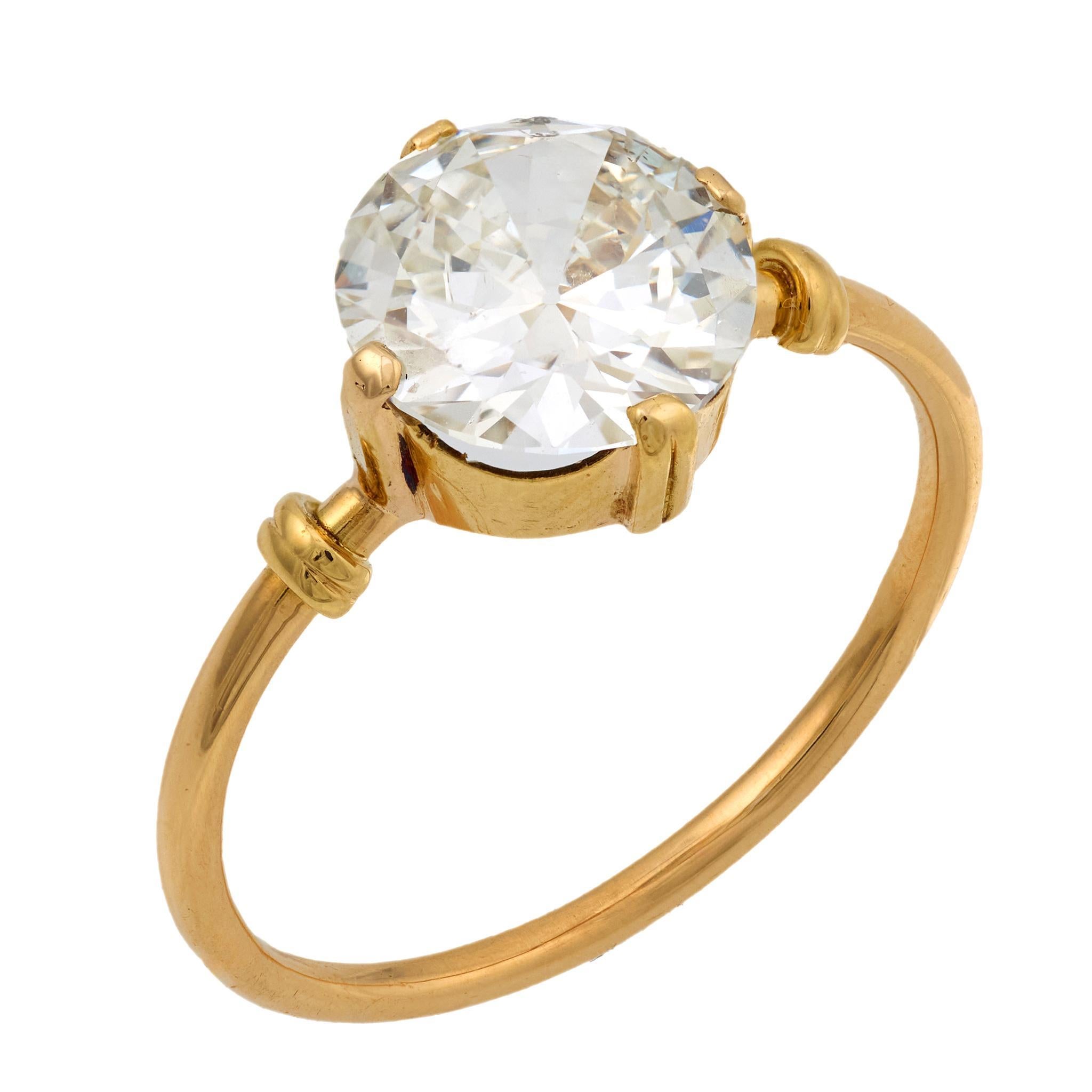Viktorianischer GIA 2,06 Karat Diamant im alten europäischen Schliff 18k Gold Verlobungsring im Angebot