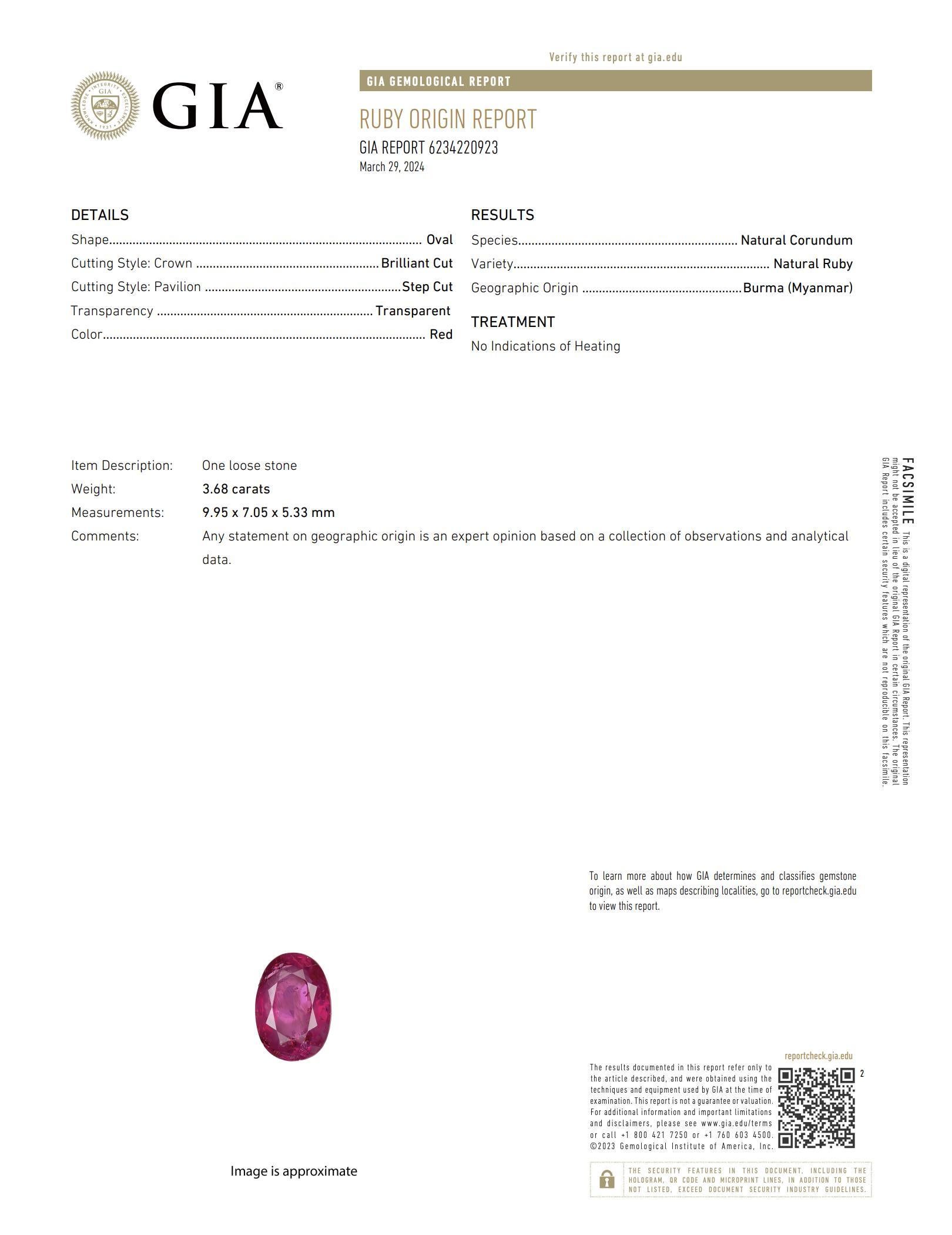 Bague victorienne GIA 3.68 carat Burma no heat ruby diamond 14k rose gold cluster ring Pour femmes en vente