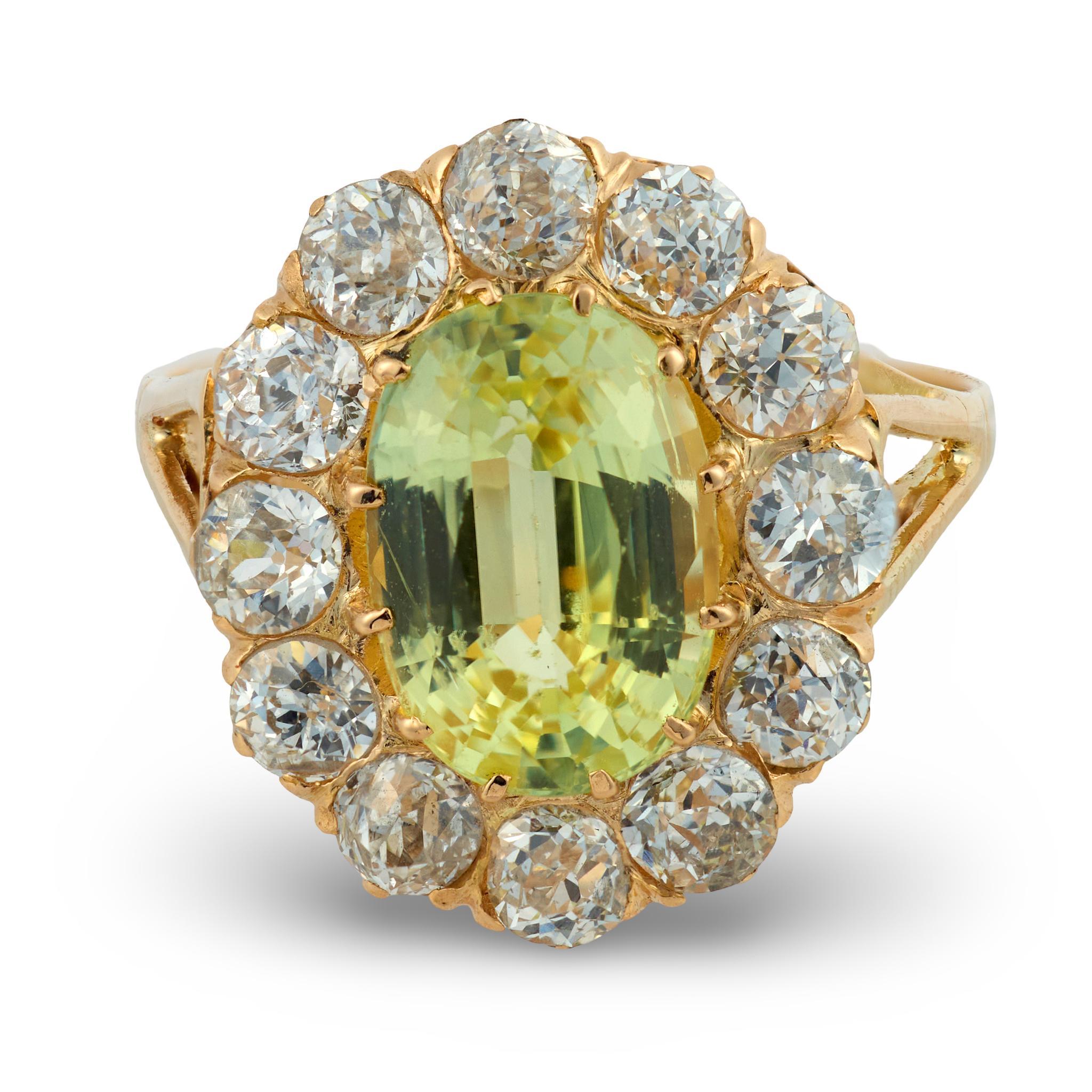 Victorien Bague victorienne GIA 3,79 carats saphir sans chaleur diamant en or 18k en vente