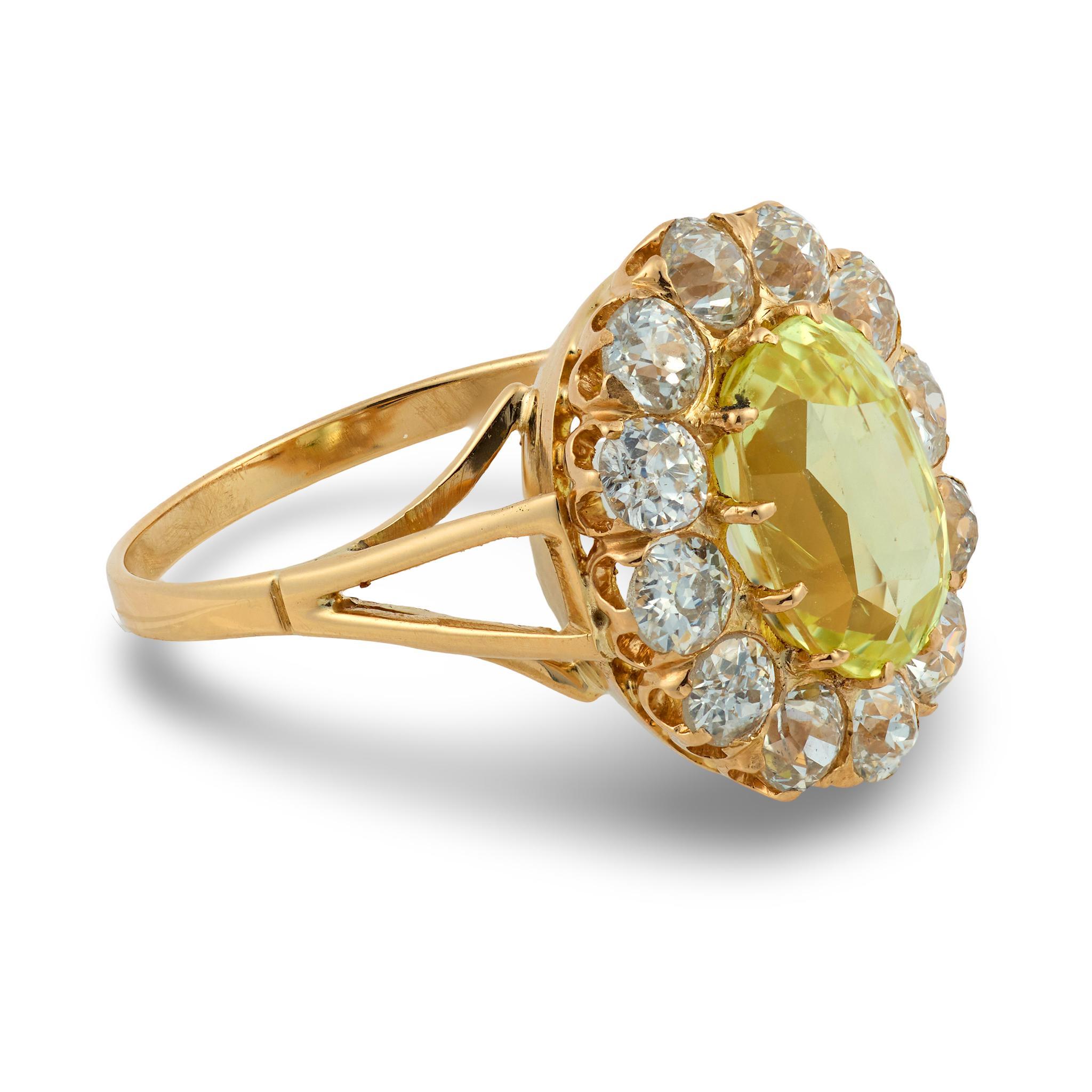 Taille ovale Bague victorienne GIA 3,79 carats saphir sans chaleur diamant en or 18k en vente