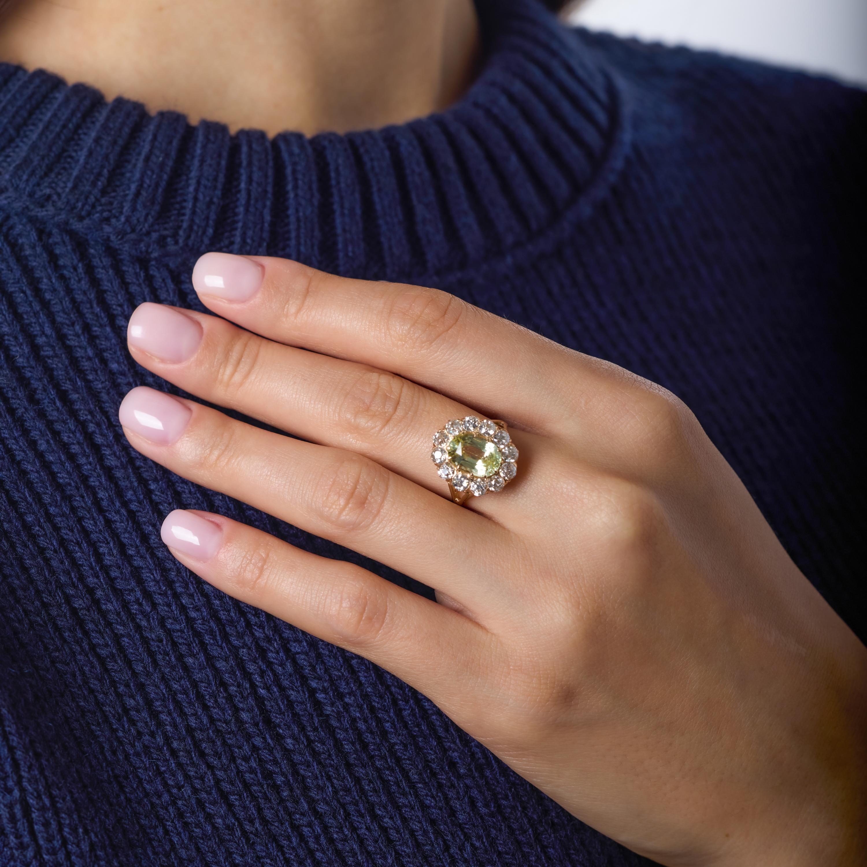 Bague victorienne GIA 3,79 carats saphir sans chaleur diamant en or 18k Bon état - En vente à Beverly Hills, CA