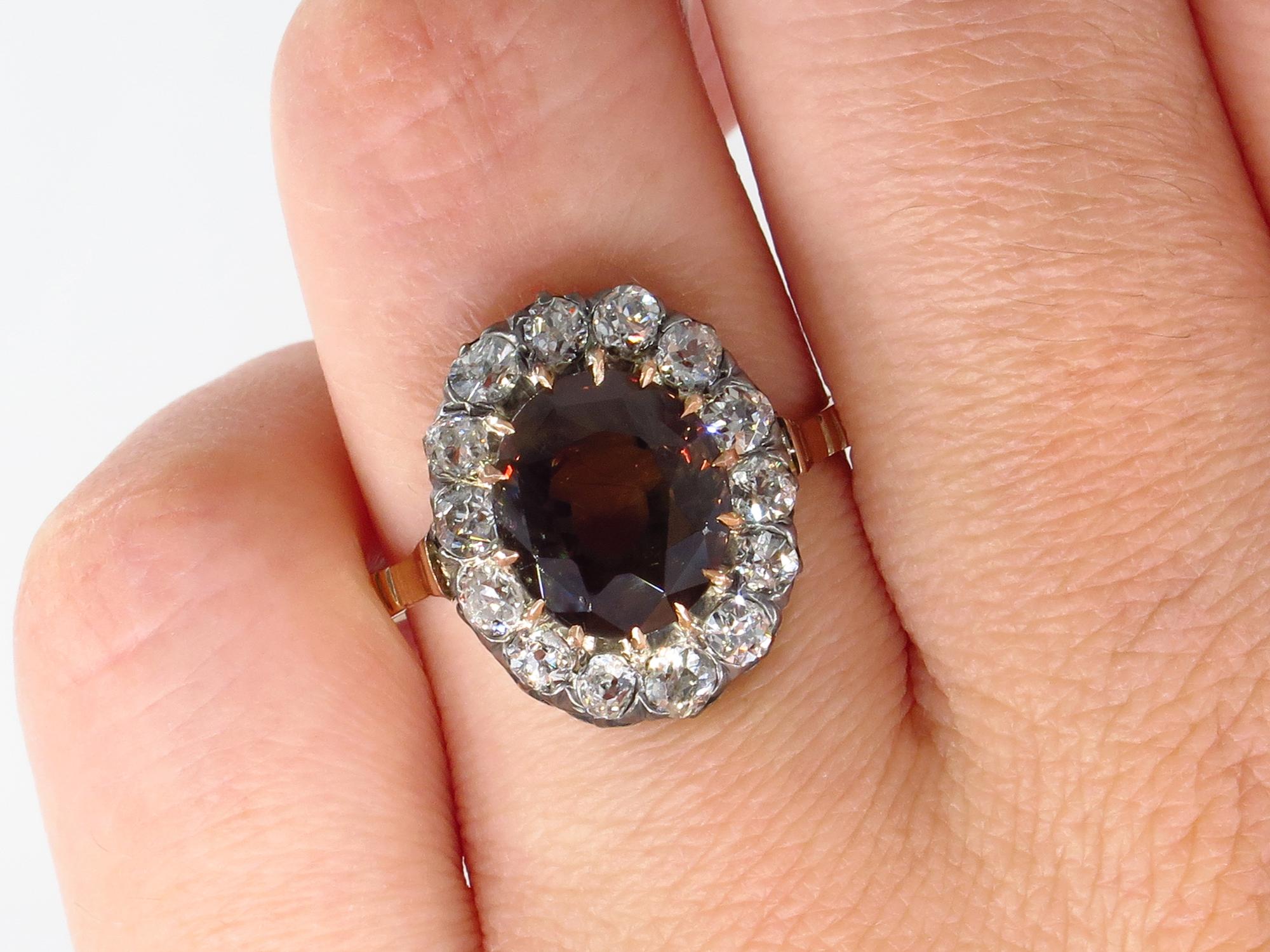 Victorian GIA 4.42ctw Natural Alexandrite Old Mine Diamonds Antique Cluster Ring 3