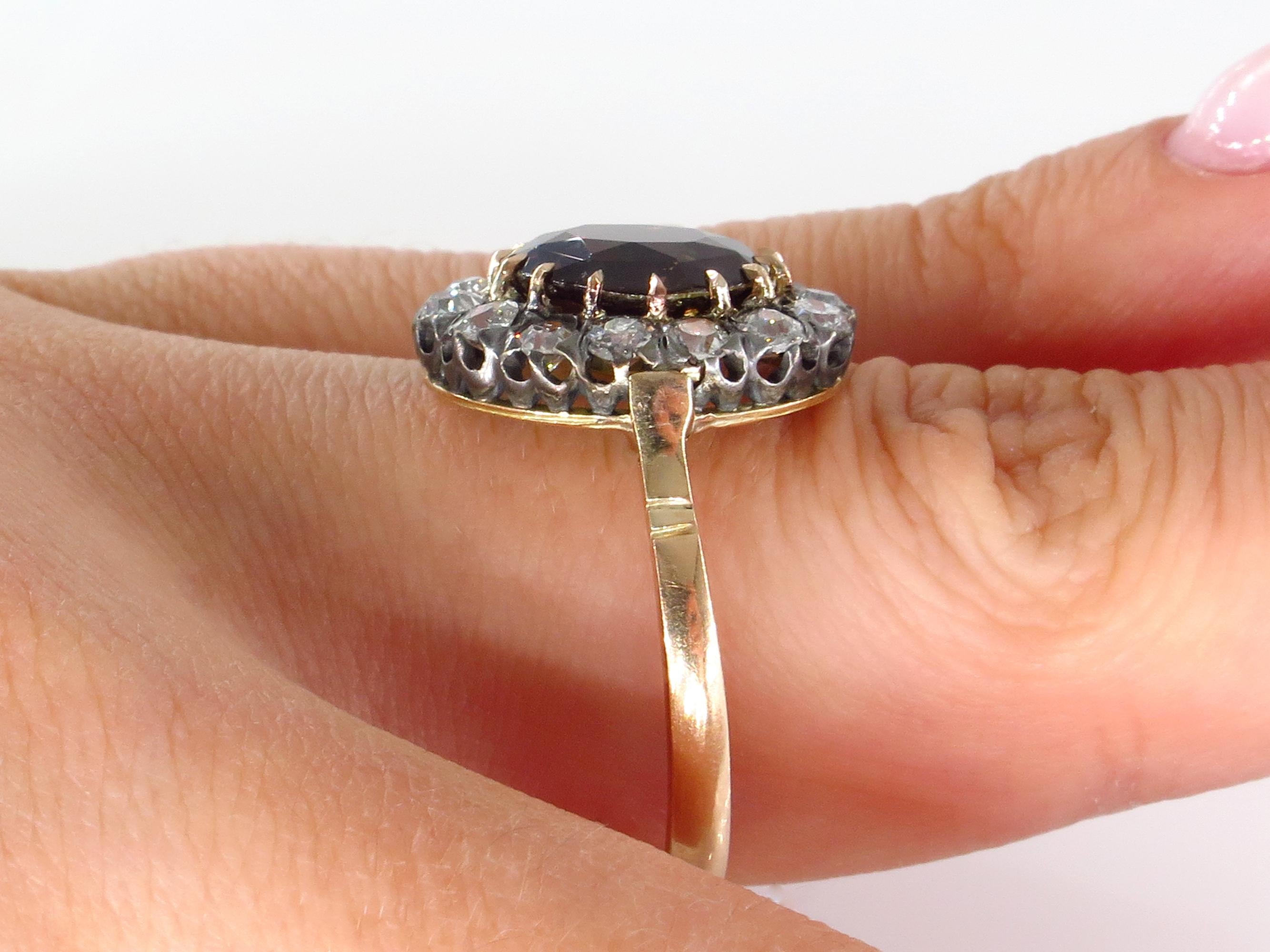 Victorian GIA 4.42ctw Natural Alexandrite Old Mine Diamonds Antique Cluster Ring 6