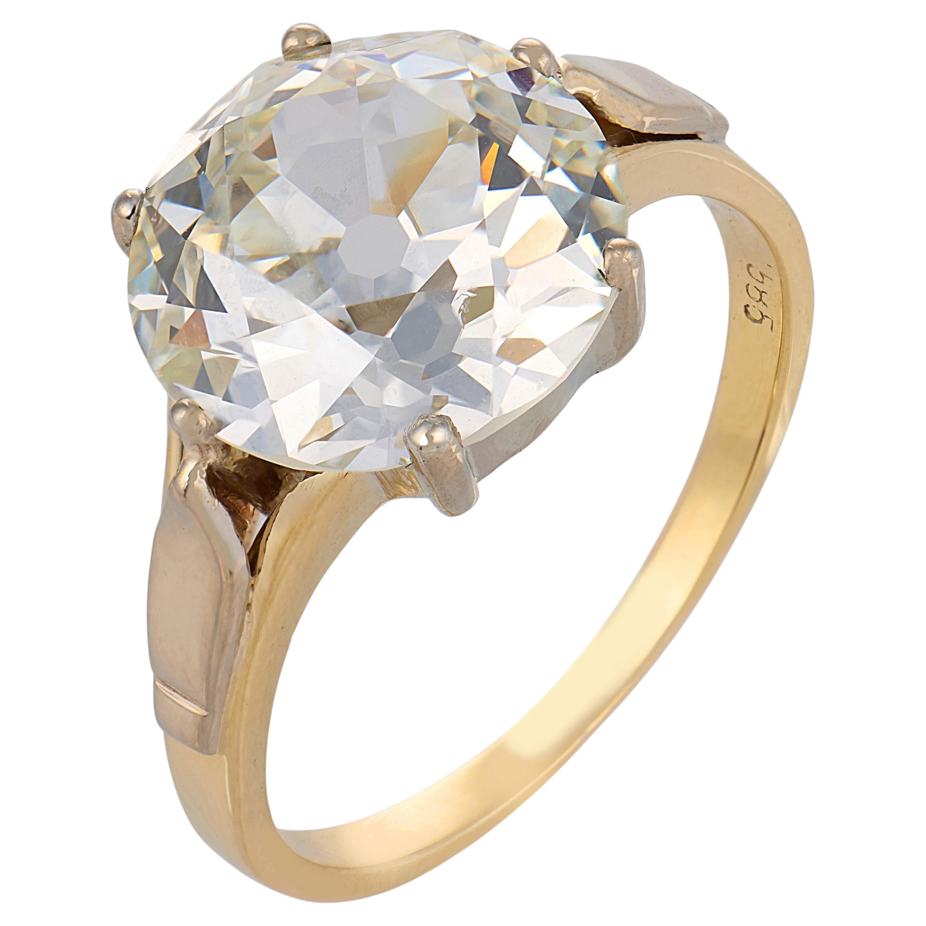 Anello di fidanzamento vittoriano con diamante GIA da 5,14 carati in oro giallo 14k