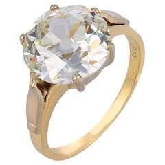 Victorian GIA 5.14 carat diamond 14k yellow gold engagement ring