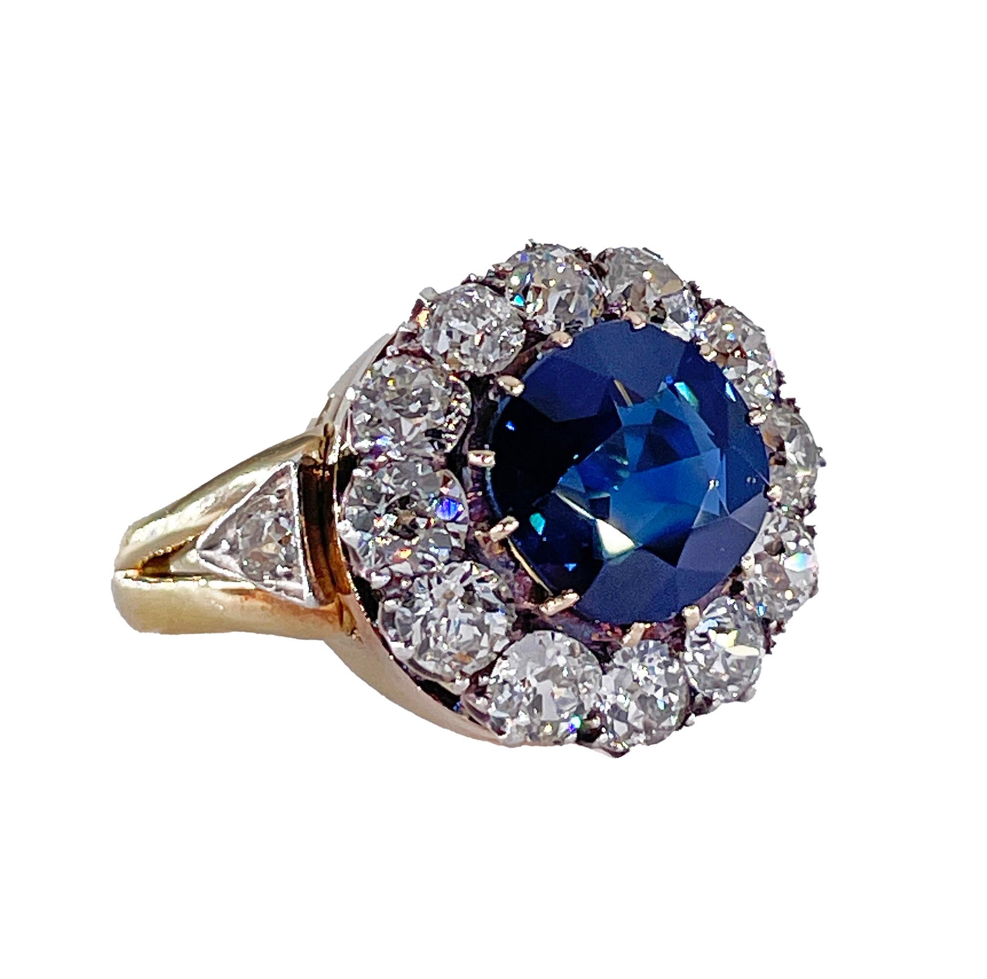 Victorian GIA 6.27ct No Heat Cushion Blue Sapphire Diamond Antique Vintage Cluster 18K Gold Ring.
BEHOLD THE MAGIC, THE LEGENDARY SAPPHIRES FROM PAILIN - beauty isn't just stunning, it has history.
Own a piece of history with this exceptional