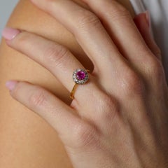 Anello vittoriano GIA Burma senza calore con rubino e diamante in oro giallo 18 ct.