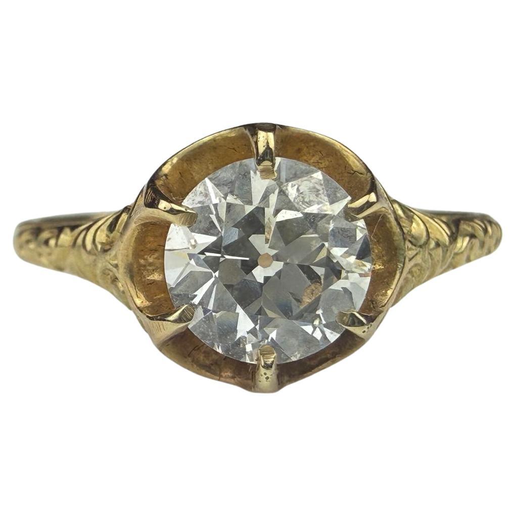 Anillo Victoriano Solitario de Diamantes Certificado GIA de 1,01 Quilates