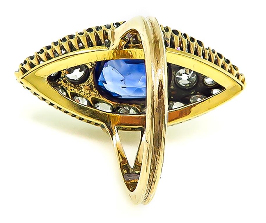 Victorian GIA Certified 3 Carat No Heat Sapphire Diamond Ring In Good Condition In New York, NY