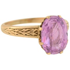 Antique Victorian GIA Certified 3.00 Carat Natural Ceylon Pinkish Purple Sapphire Ring