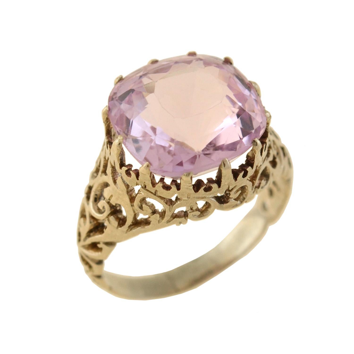 Early Victorian Victorian GIA Certified Natural Ceylon Pink Sapphire Ring 11.67 Carat