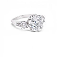 Victorian GIA Certified Old European Cut Diamond 3-Stone Ring