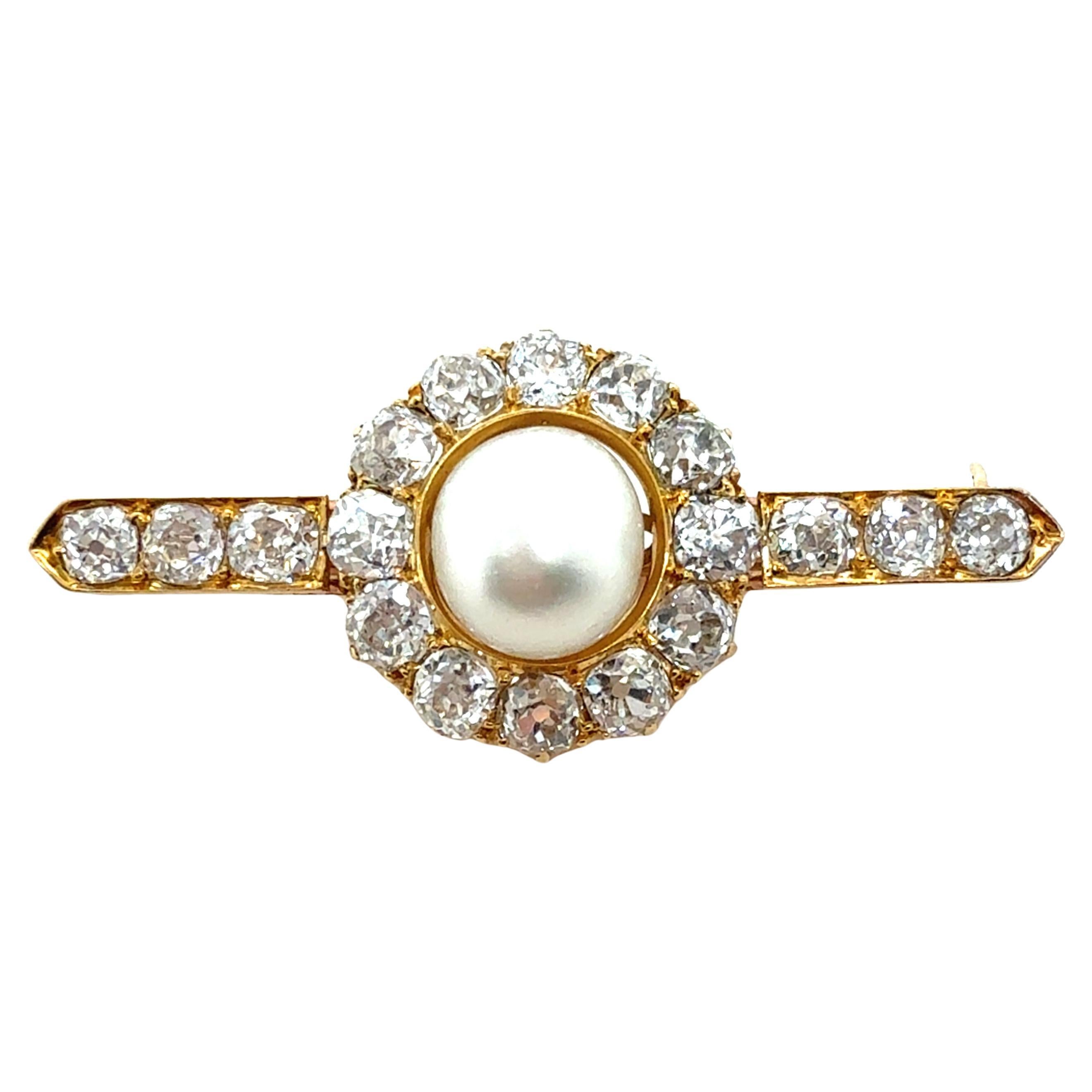 Victoriano, broche de perlas naturales y diamantes GIA