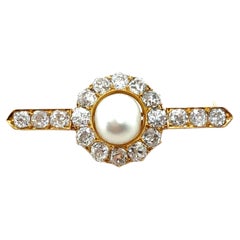 Victoriano, broche de perlas naturales y diamantes GIA
