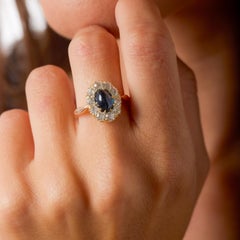 Victorian GIA no heat sapphire old mine cut diamond 14k rose gold cluster ring