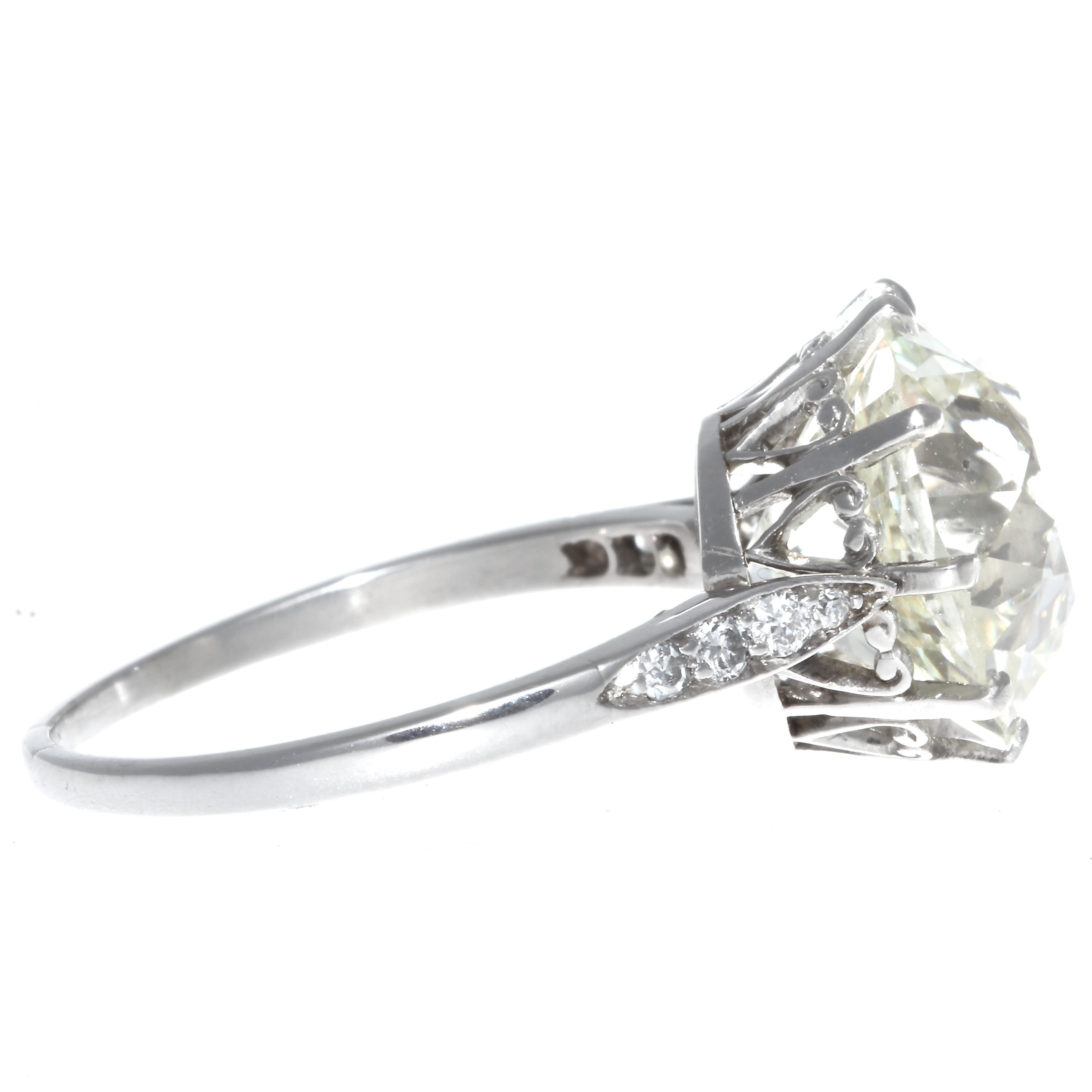 Victorian GIA Old European Cut 5.71 Carat Diamond Platinum Ring In Excellent Condition In Beverly Hills, CA