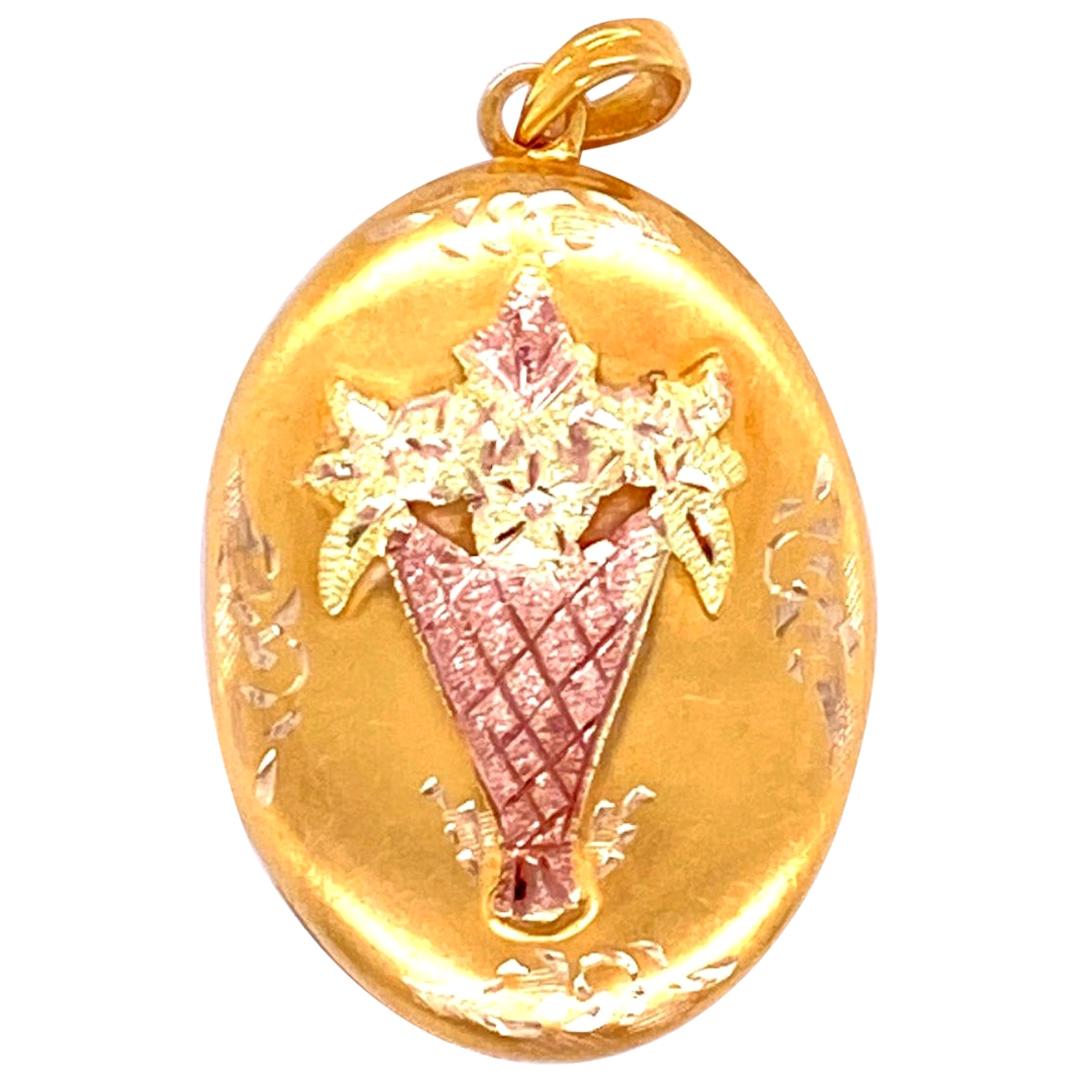 Victorian Giardinetti Yellow and Rose Gold Locket