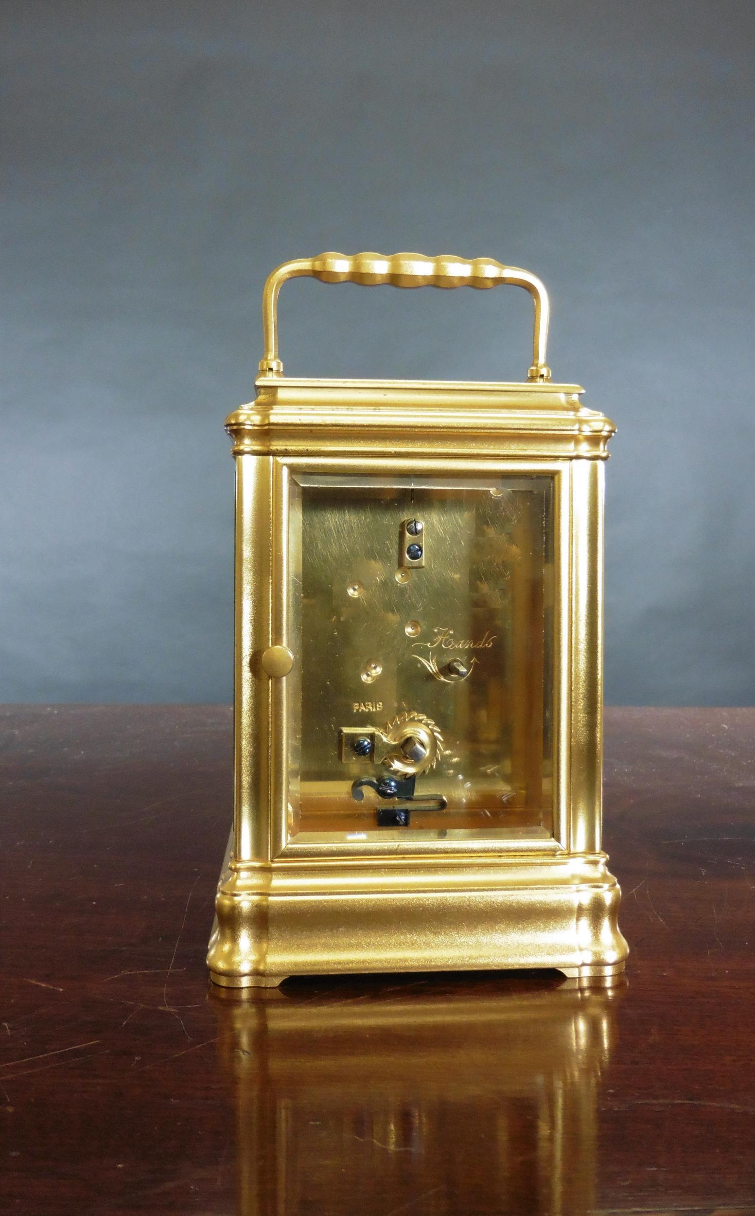 French Victorian Gilded Carriage Clock For Sale