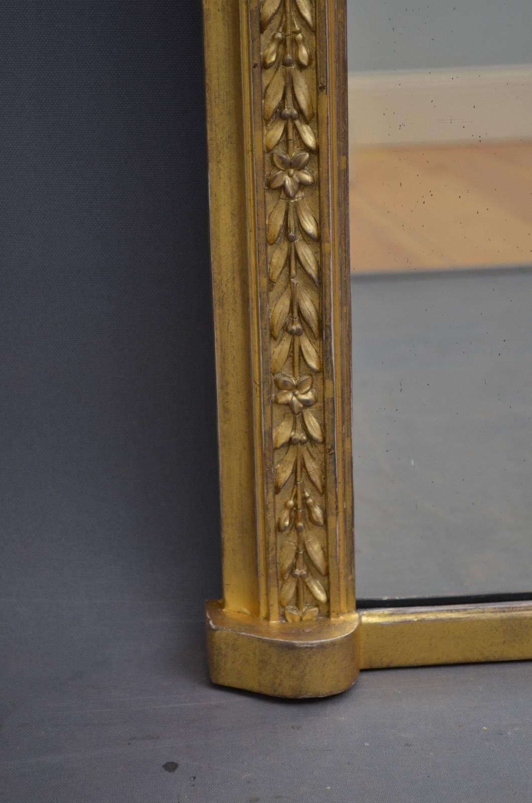 English Victorian Gilded Overmantel Mirror