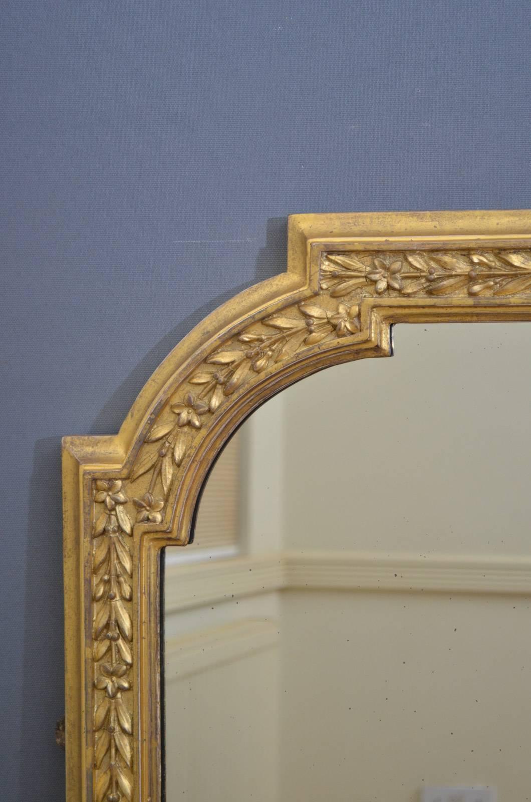 Victorian Gilded Overmantel Mirror In Excellent Condition In Whaley Bridge, GB
