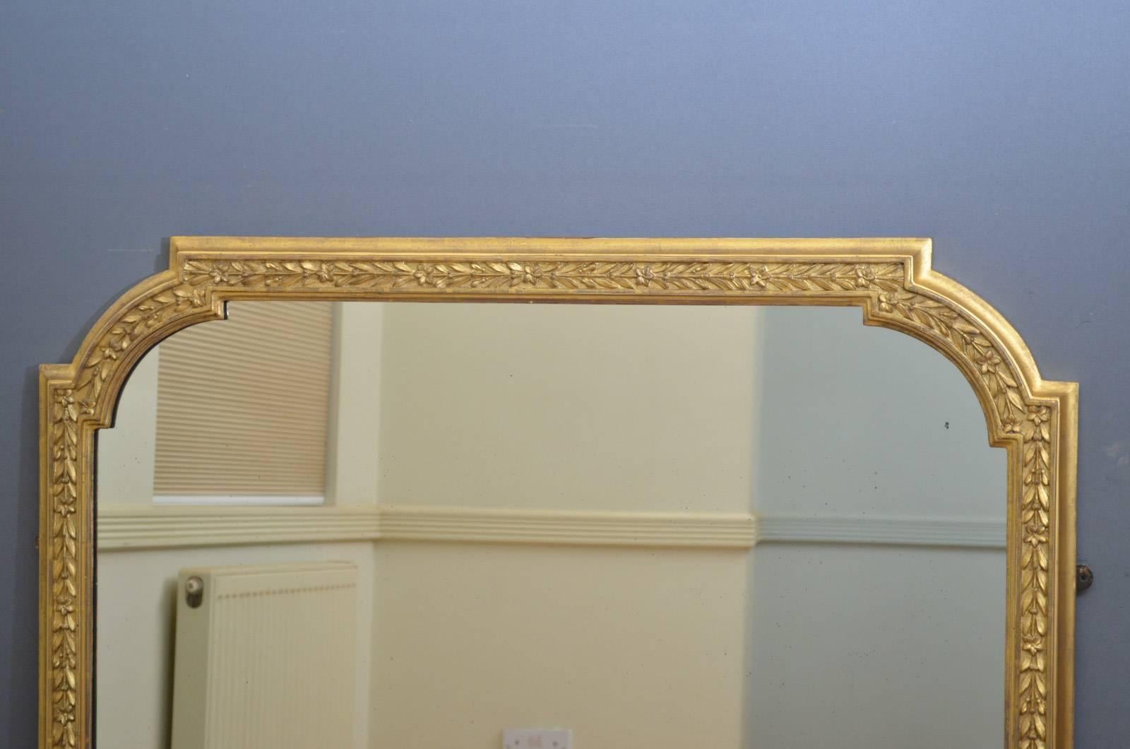 Late 19th Century Victorian Gilded Overmantel Mirror