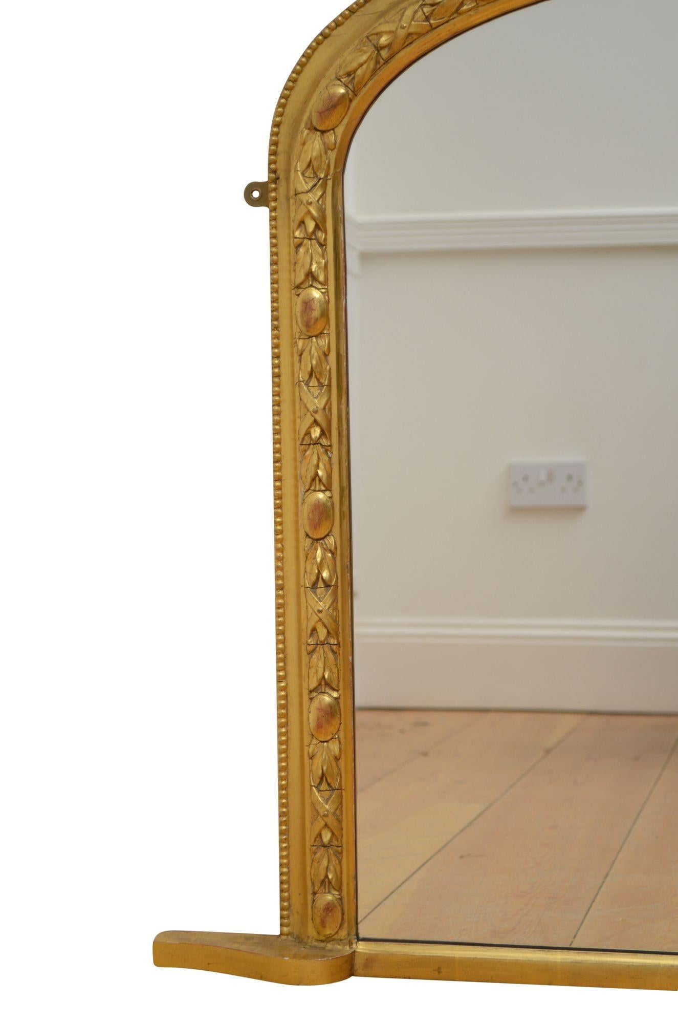 English Victorian Gilded Overmantel Mirror H81cm