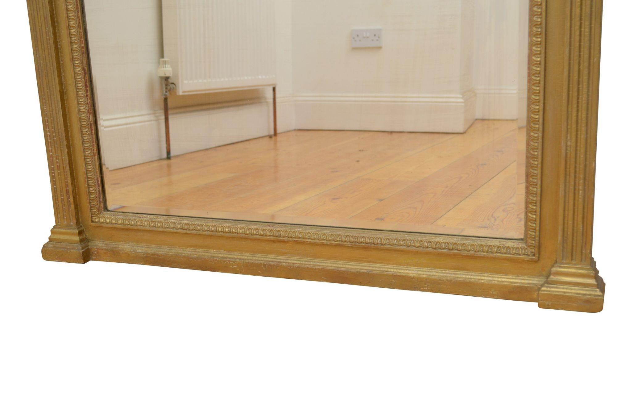 Victorian Gilded Wall Mirror H136cm For Sale 8