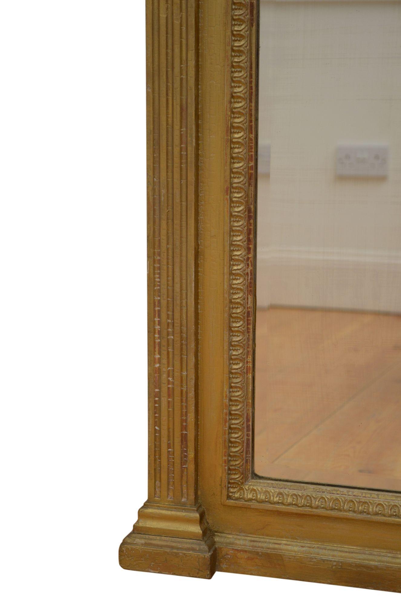 19th Century Victorian Gilded Wall Mirror H136cm For Sale