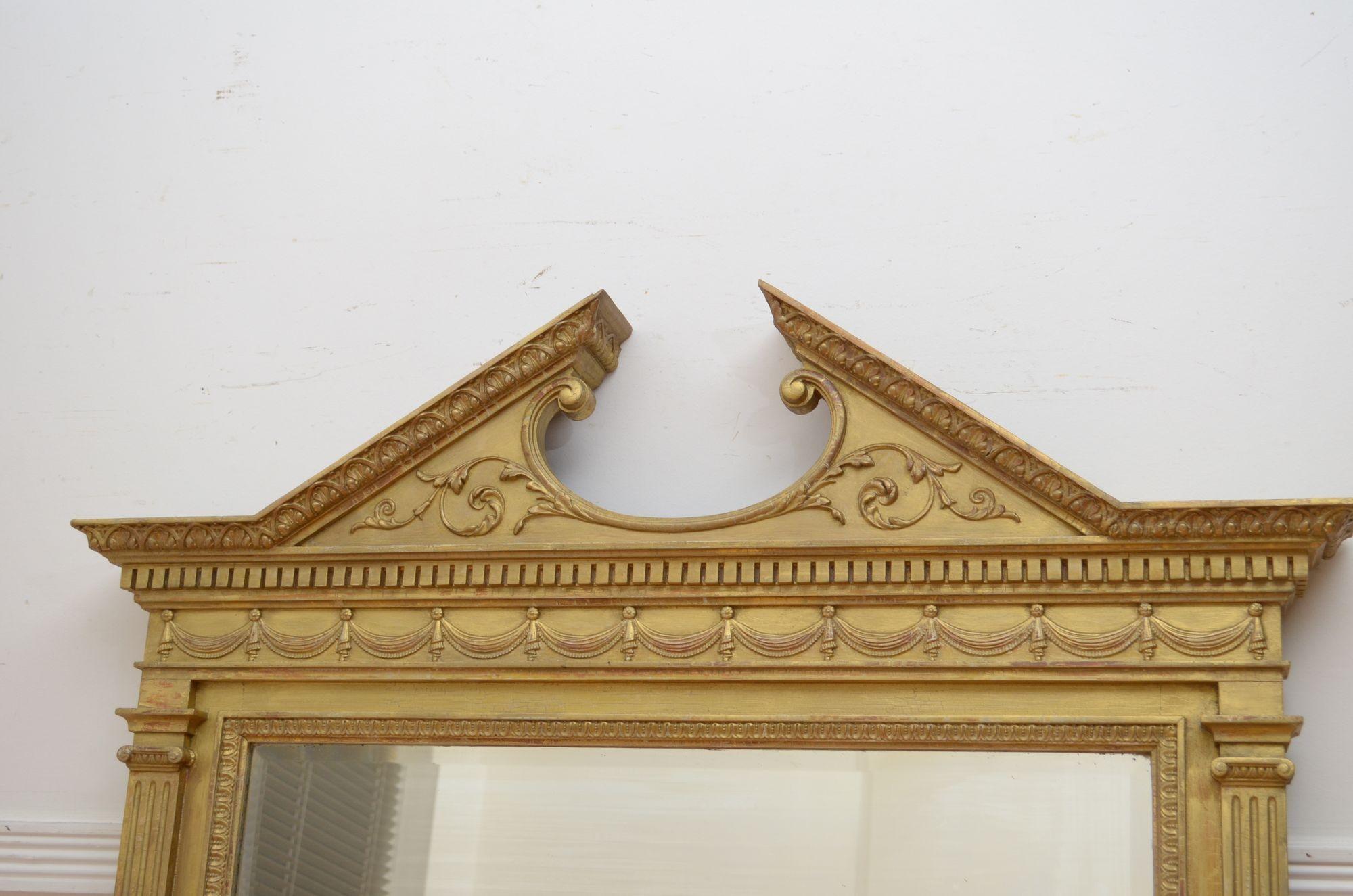 Victorian Gilded Wall Mirror H136cm For Sale 1