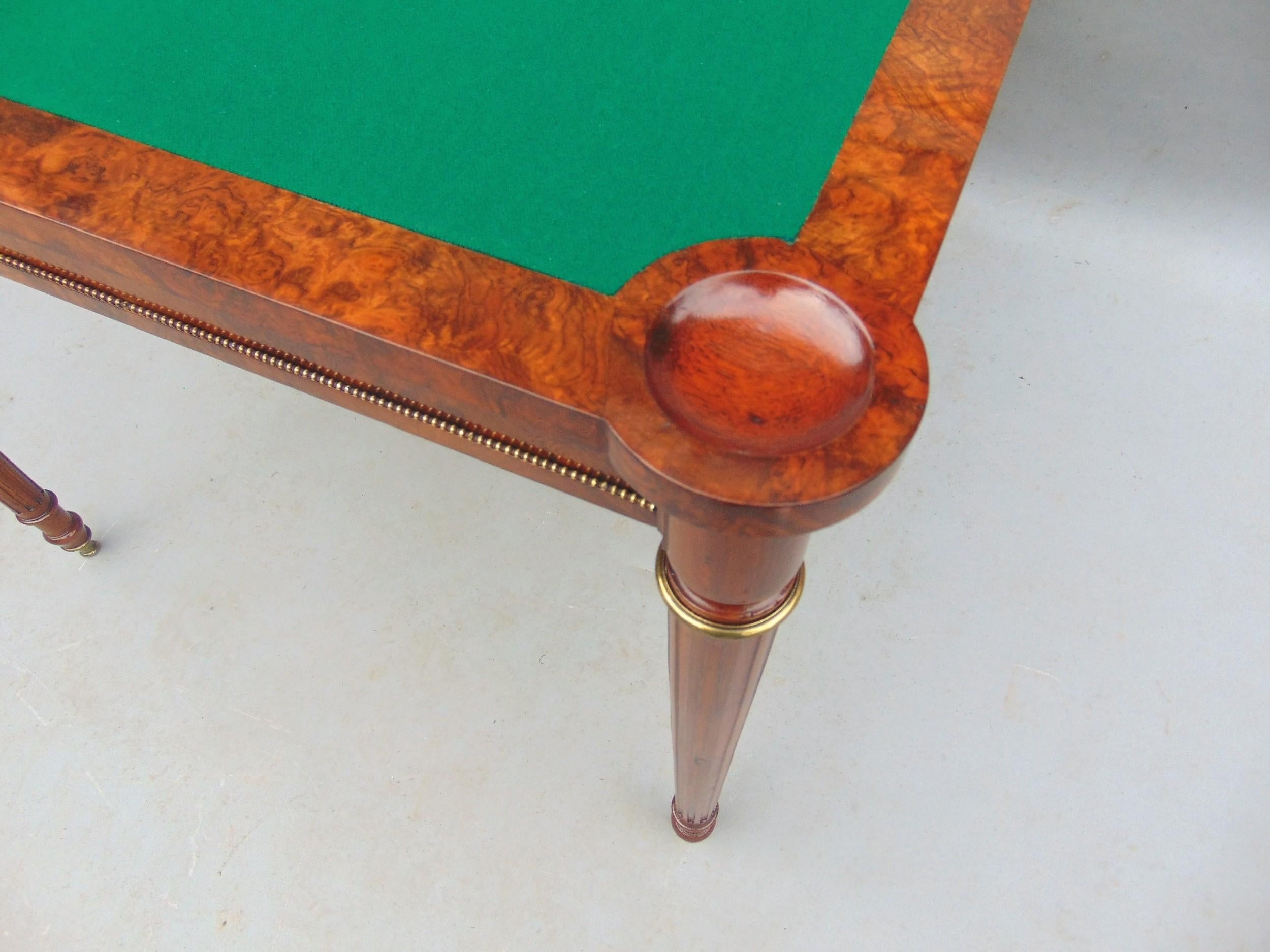 Victorian Gillows Burr Walnut Card Table English For Sale 1