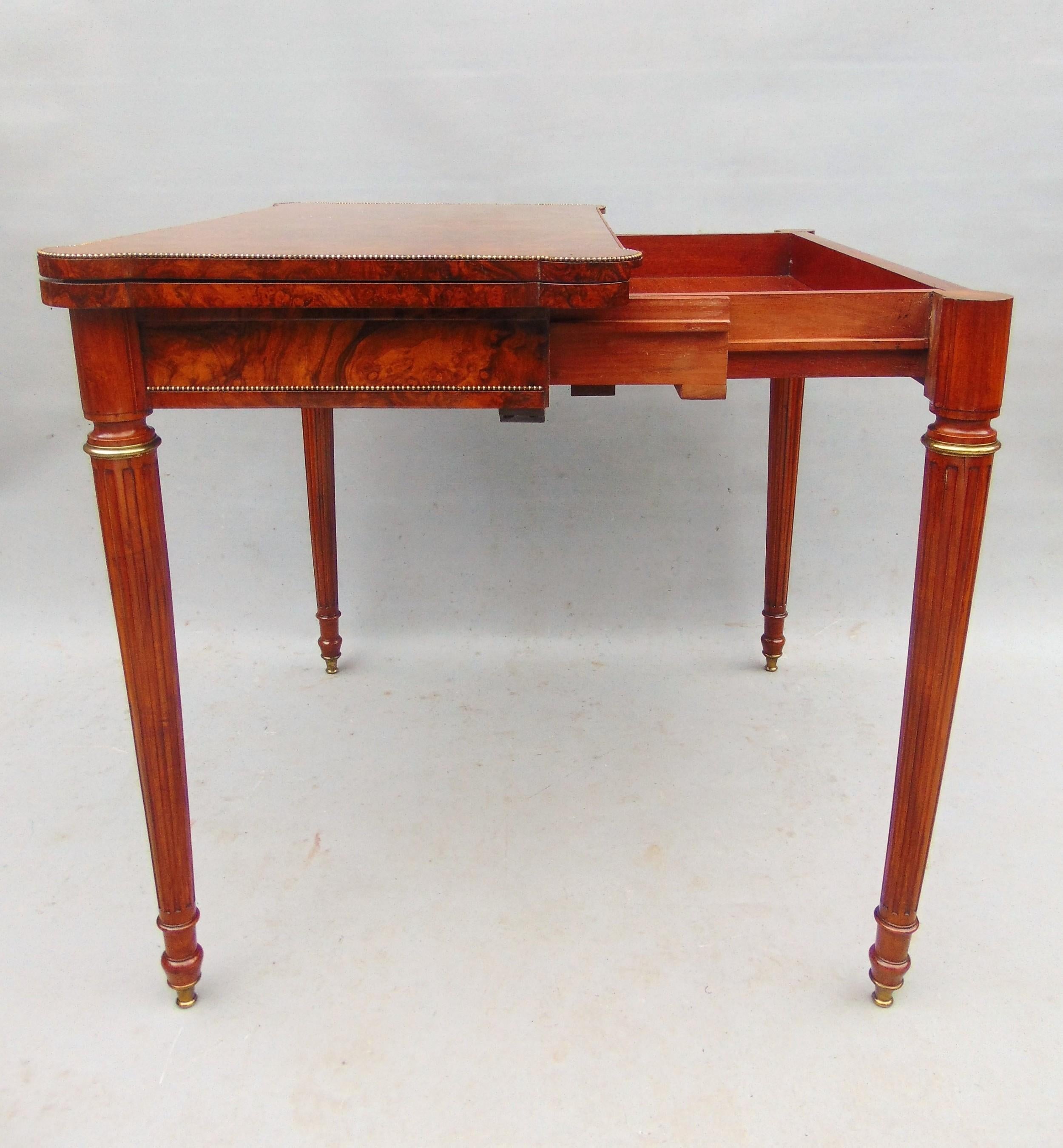 Victorian Gillows Burr Walnut Card Table English For Sale 3
