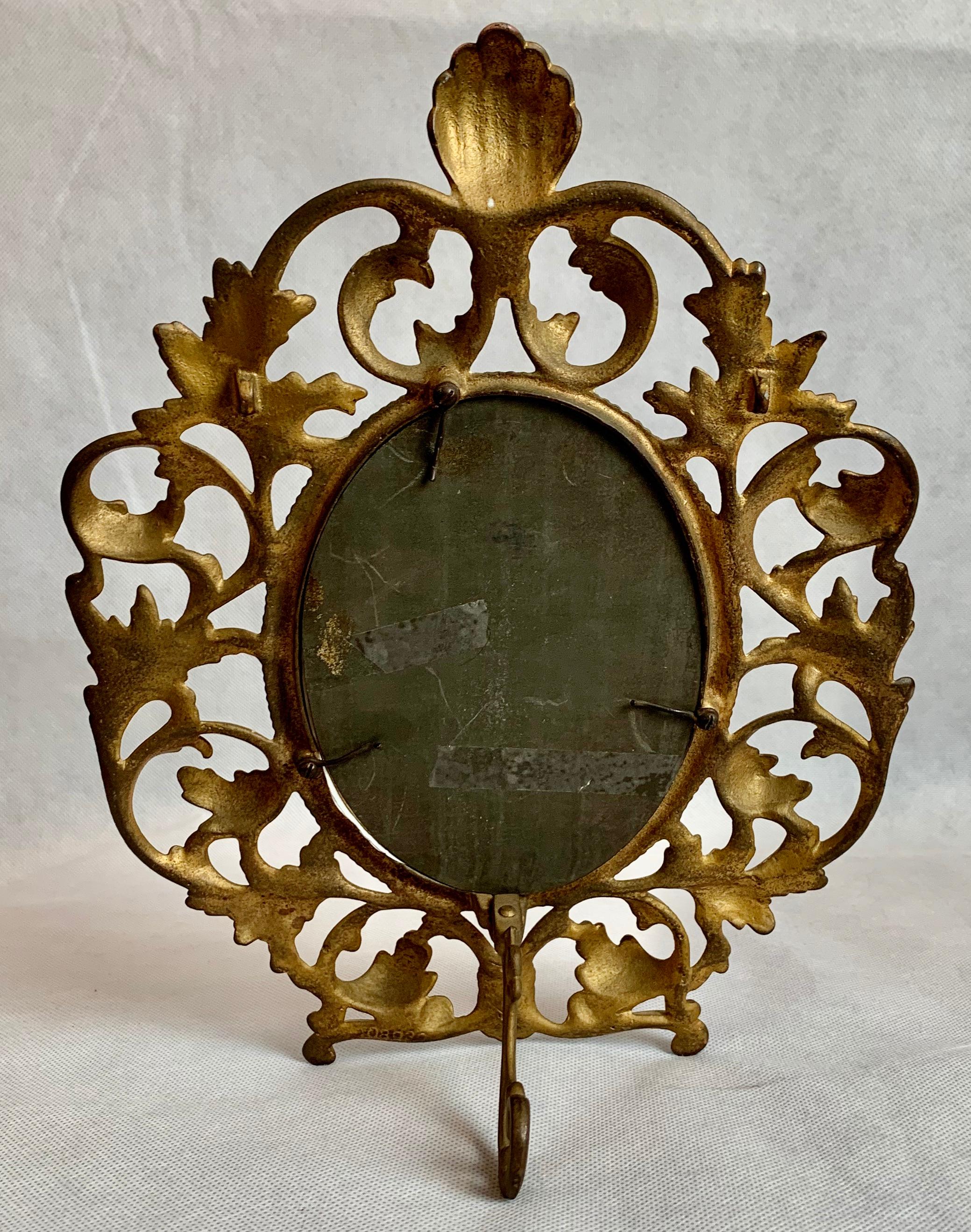 American Gilt and Patinated Victorian Ovoid Photo Frame