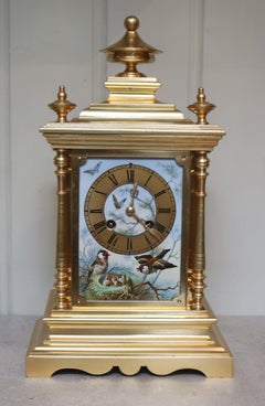 Victorian Gilt and Porcelain Panel Mantel Clock
