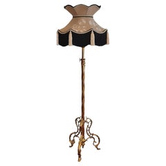 Victorian Gilt Brass Adjustable Standard Oil Lamp
