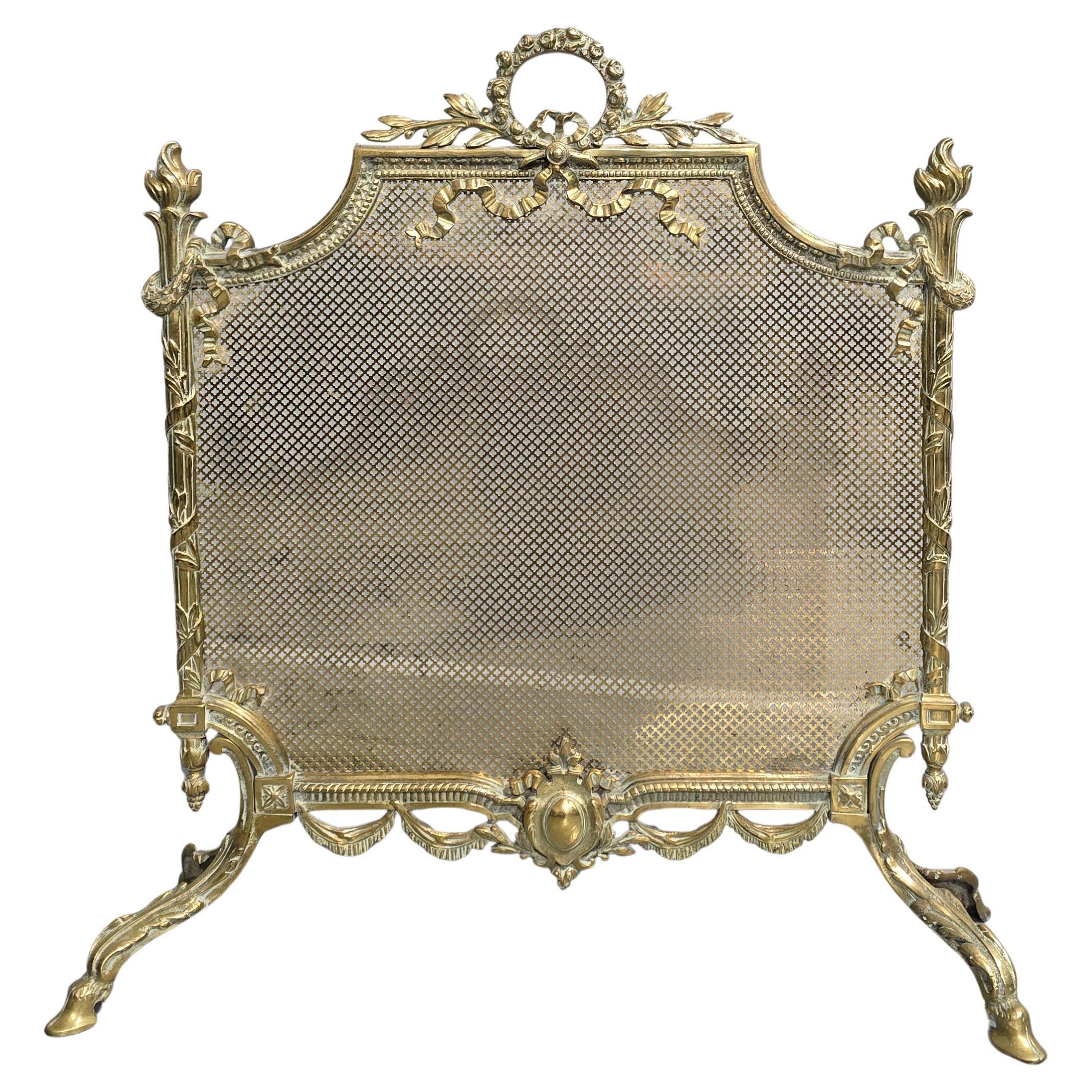 Victorian Gilt Brass Fire Guard For Sale