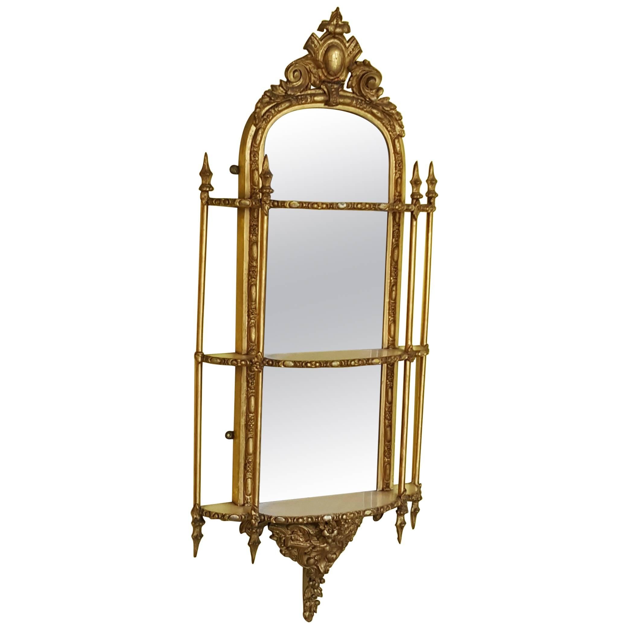 Victorian Gilt Gesso Mirrored Shelves