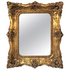 Victorian Gilt Mantle Mirror with Florid Details, 20th Century
