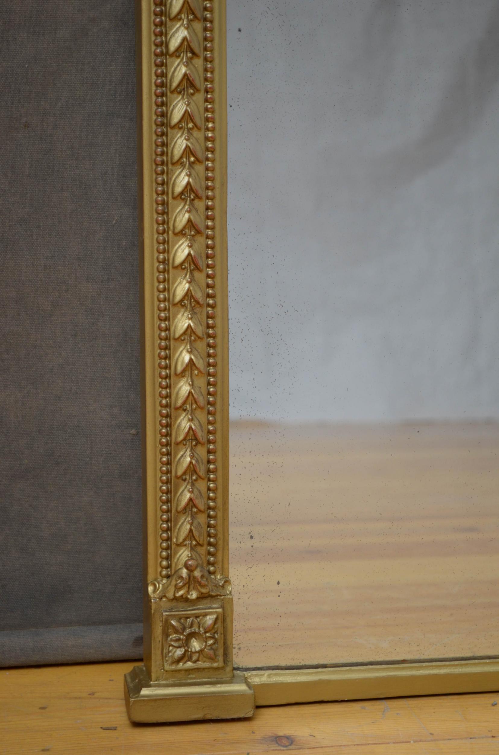 Victorian Gilt Overmantel Mirror In Good Condition In Whaley Bridge, GB