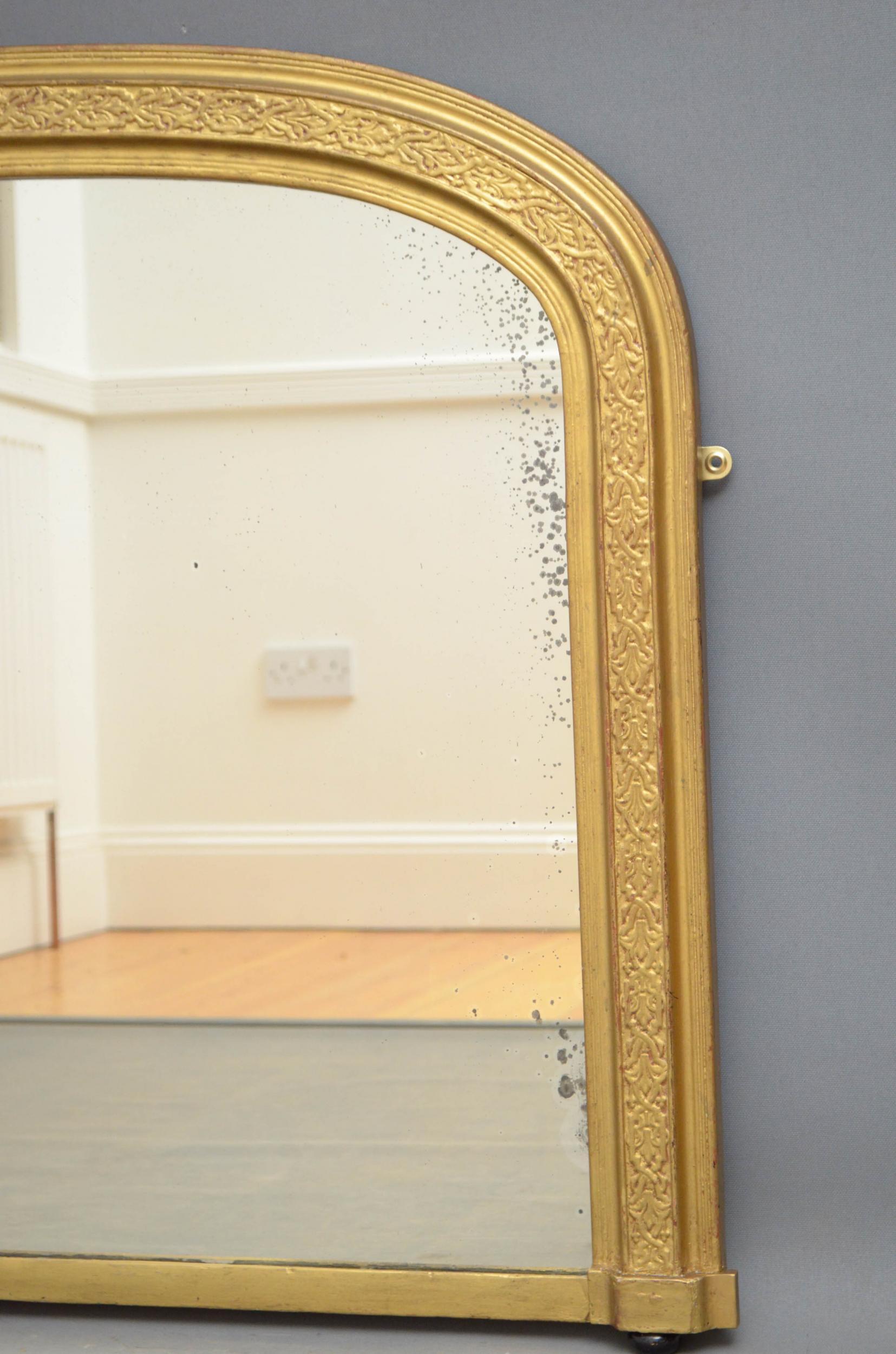 Victorian Gilt Overmantel Mirror For Sale 1