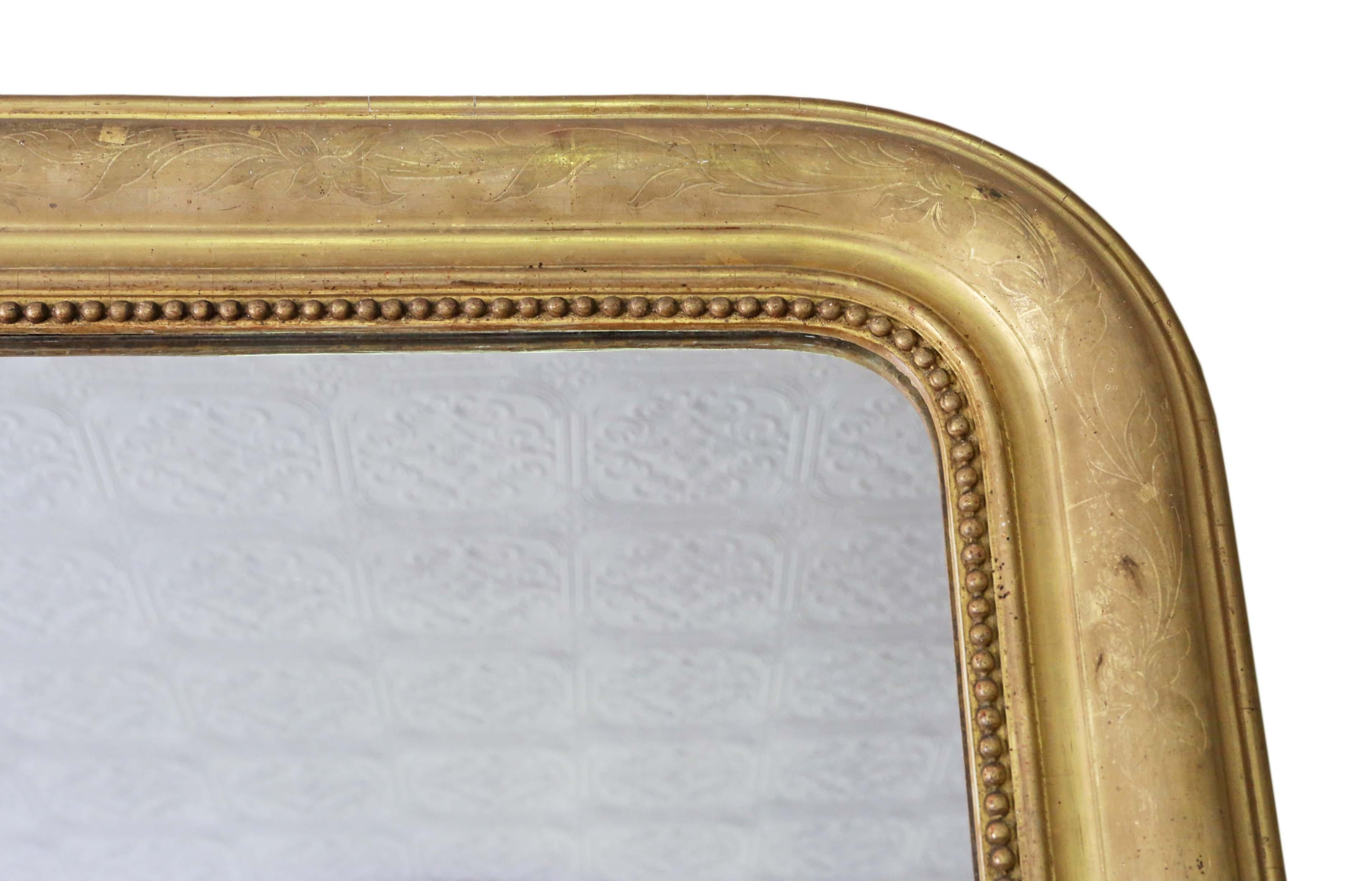 Victorian Gilt Overmantle or Wall Mirror In Good Condition In Wisbech, Cambridgeshire