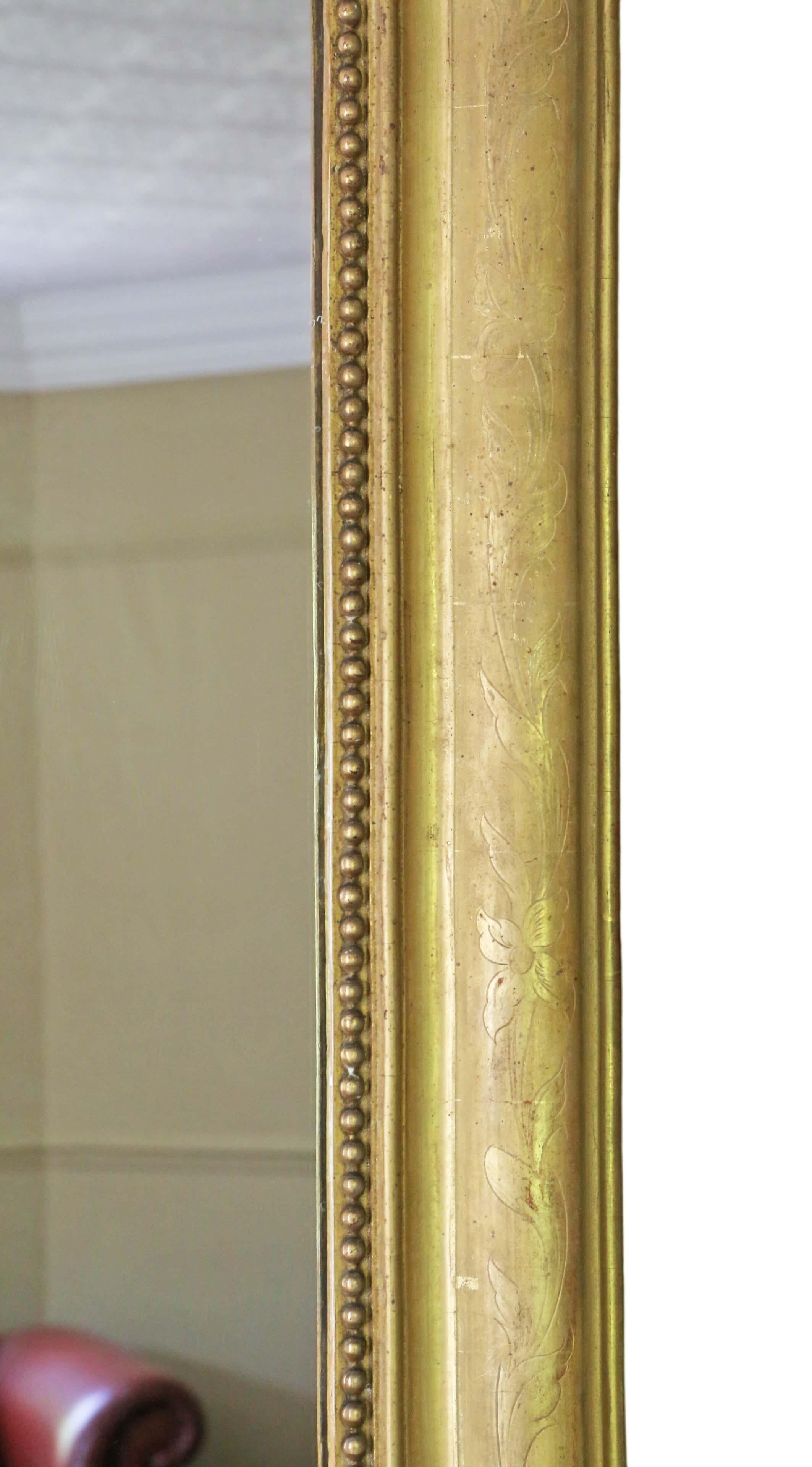 Late 19th Century Victorian Gilt Overmantle or Wall Mirror
