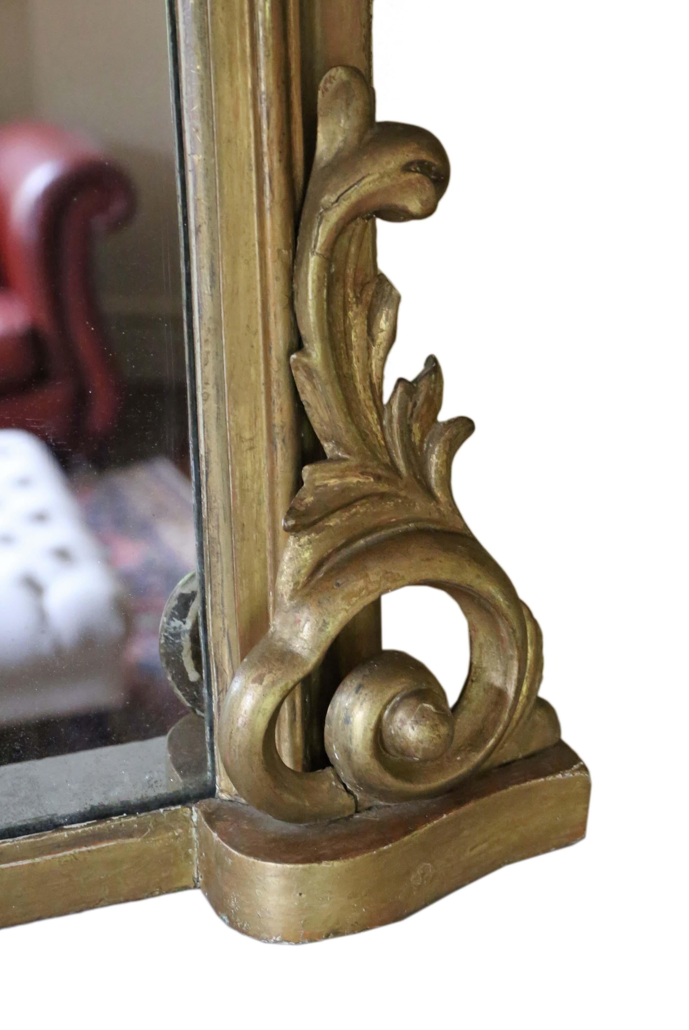 Victorian Gilt Overmantle Wall Mirror, circa 1850 In Good Condition In Wisbech, Cambridgeshire