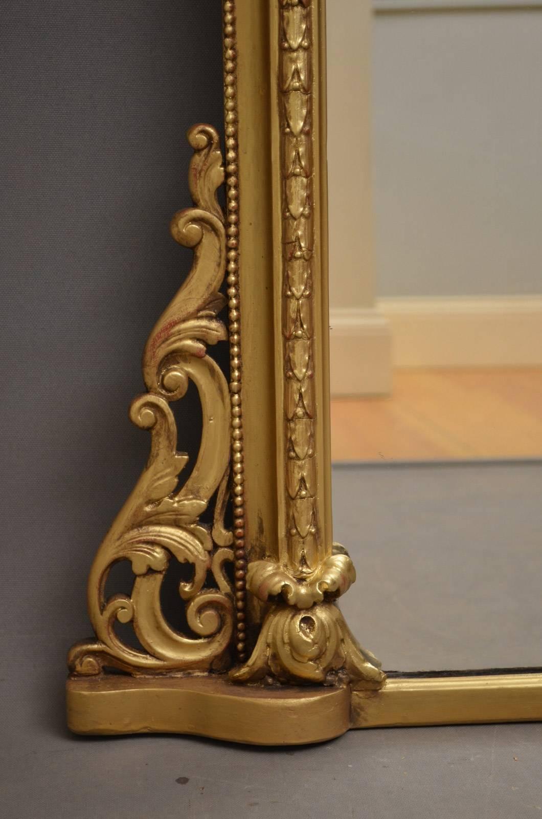 Late 19th Century Victorian Gilt Overmatel Mirror