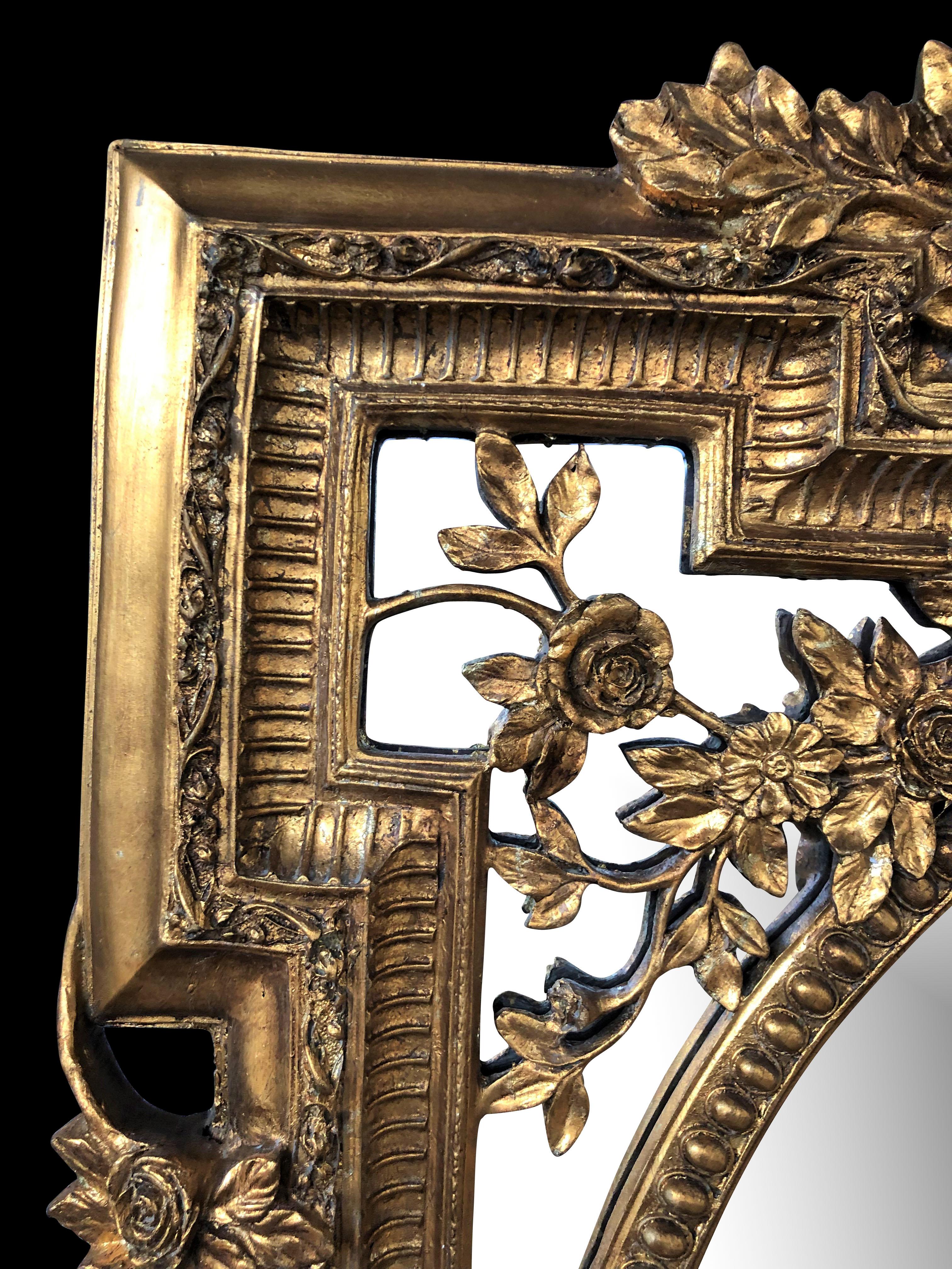 British Victorian Gilt Rococo Pier Mirror, 20th Century