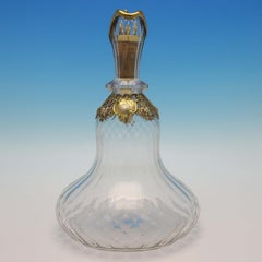 Victorian Gilt Sterling Silver Ships Claret Jug - Charles & George Fox 1854