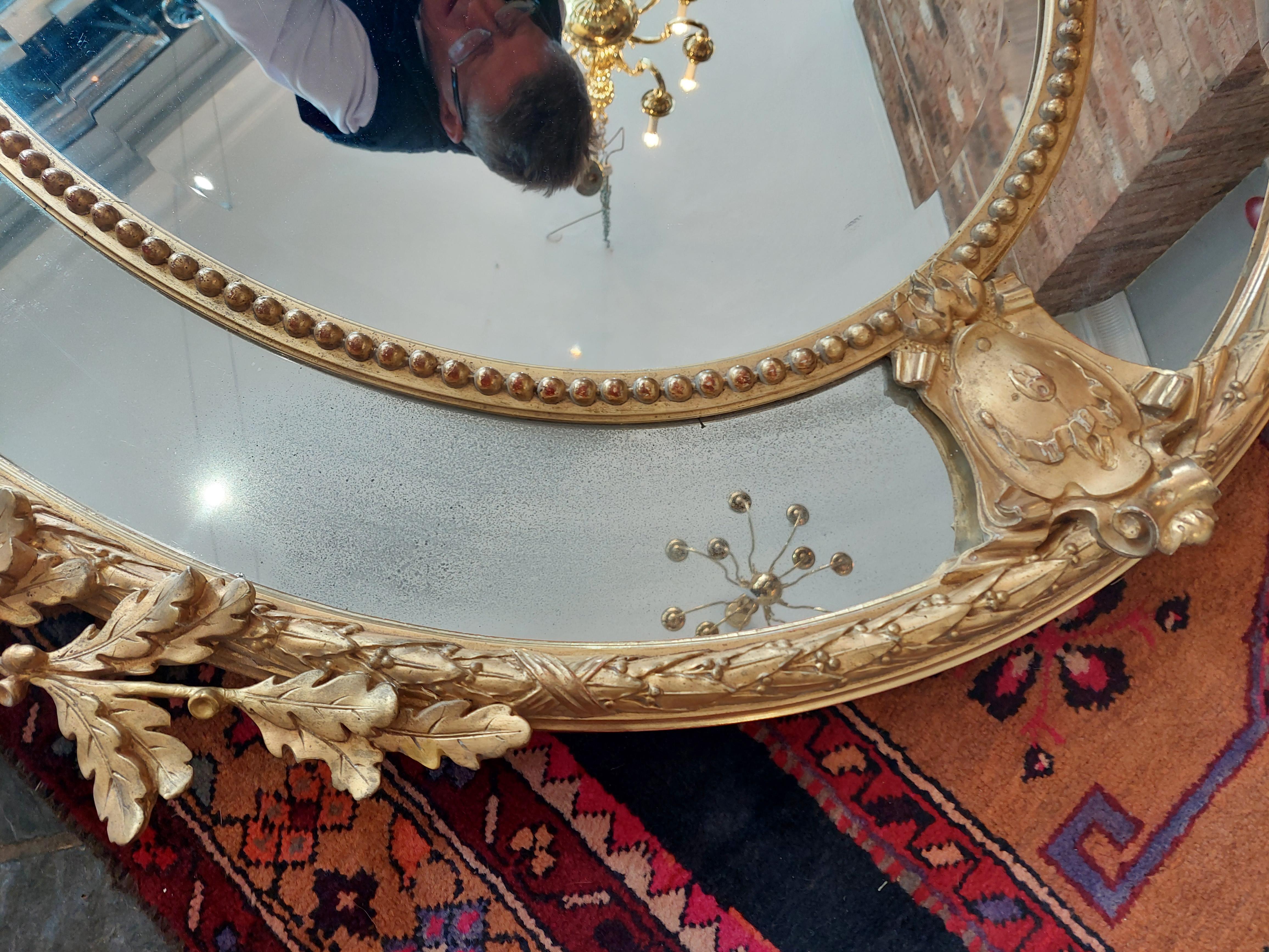 High Victorian Victorian Giltwood and Gesso Oval Wall Mirror For Sale