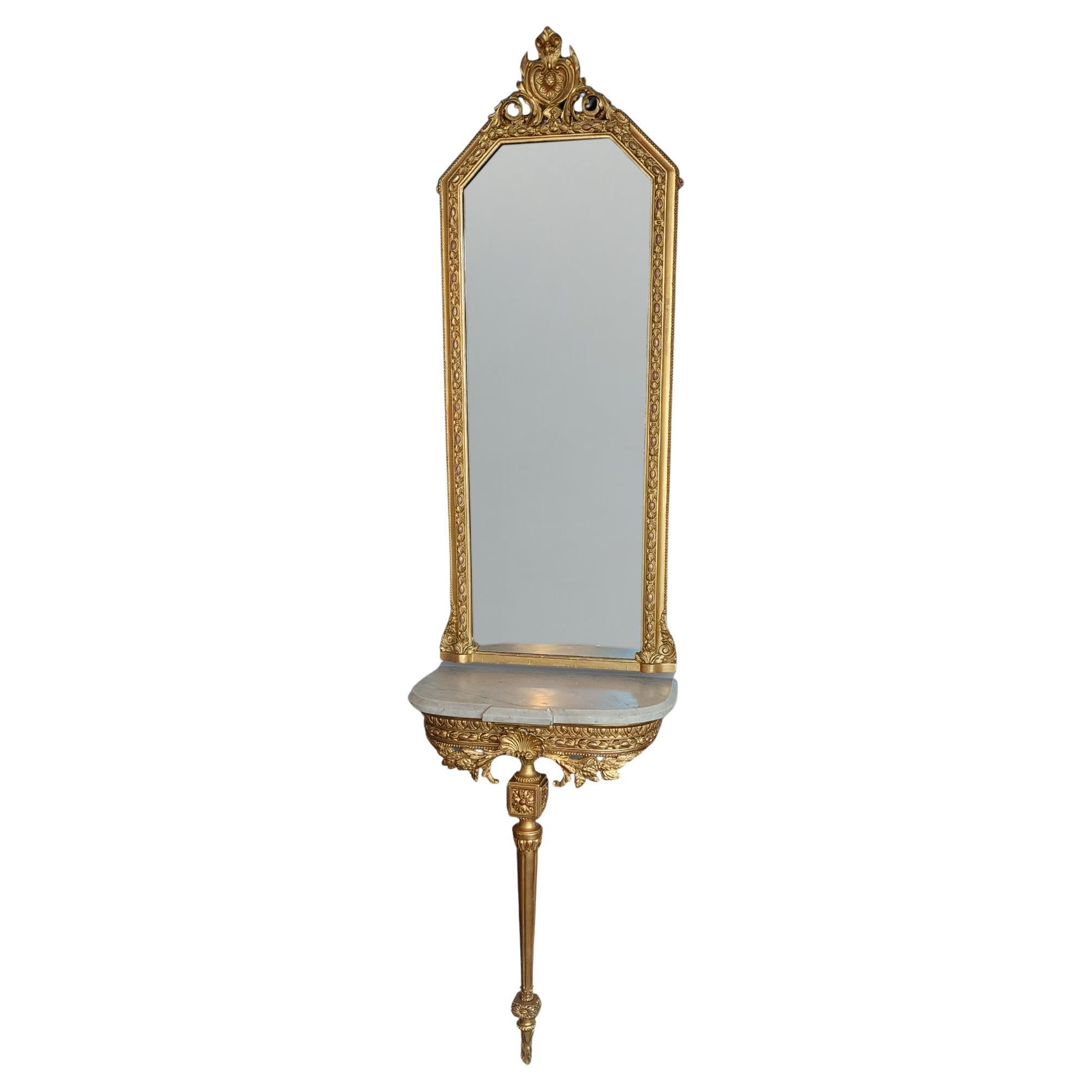 Victorian Giltwood Console and Mirror For Sale
